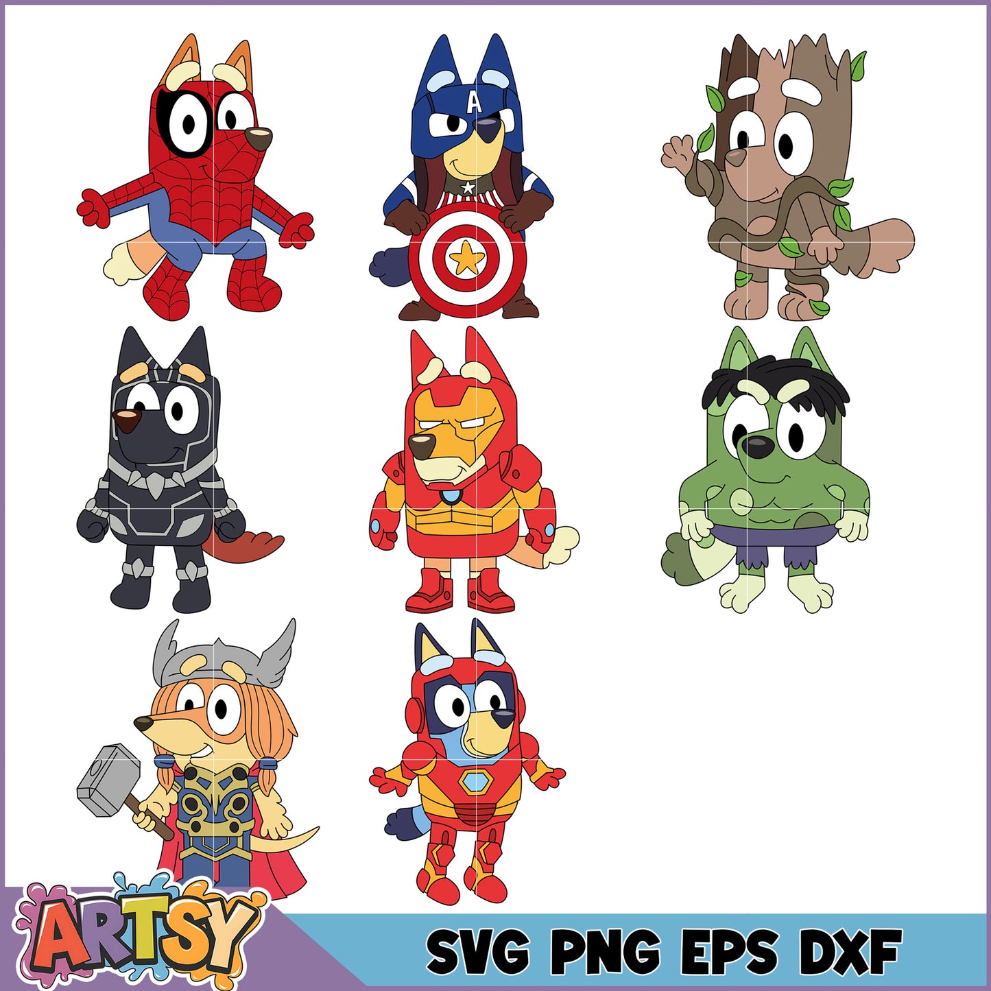 Superhero Puppy SVG Bundle PNG, EPS, DXF