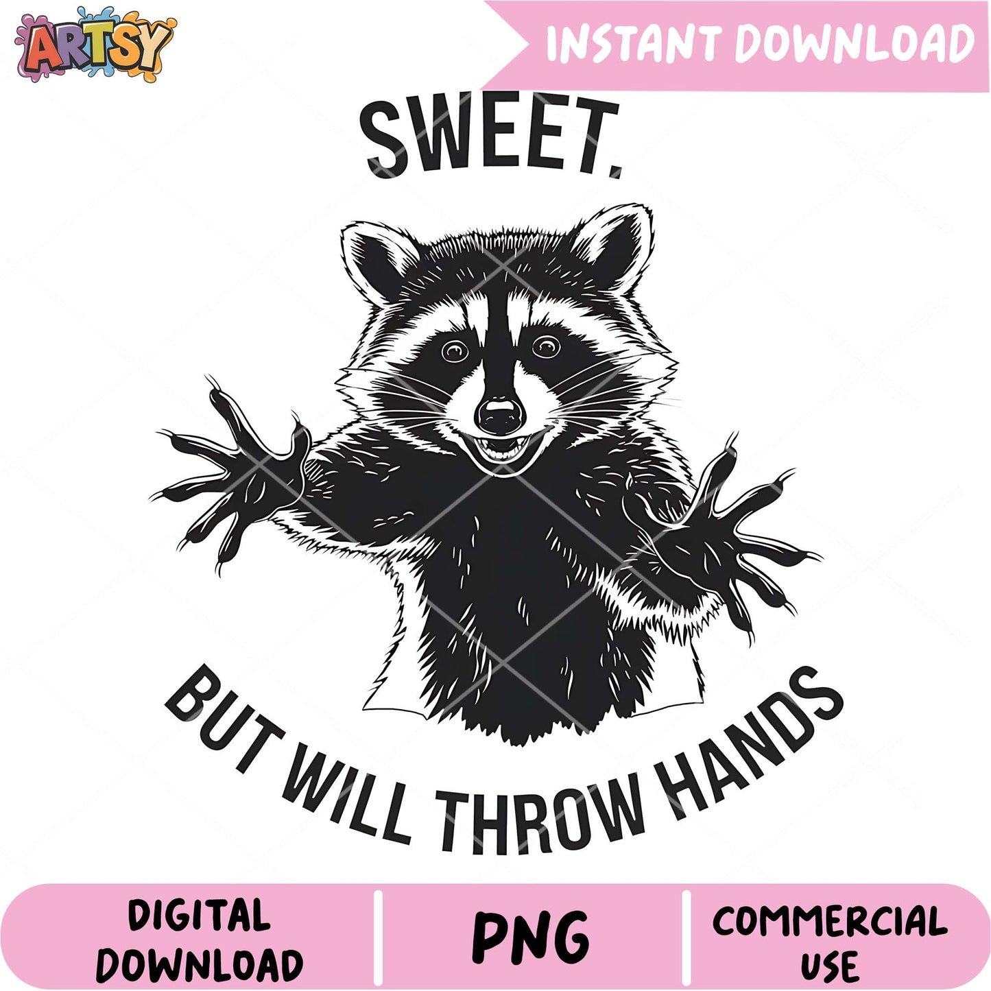 Sweet Raccoon PNG Instant Download