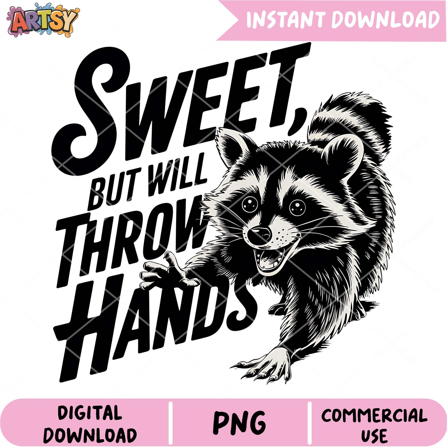 Sweet and Sassy Raccoon PNG Design for Instant Download