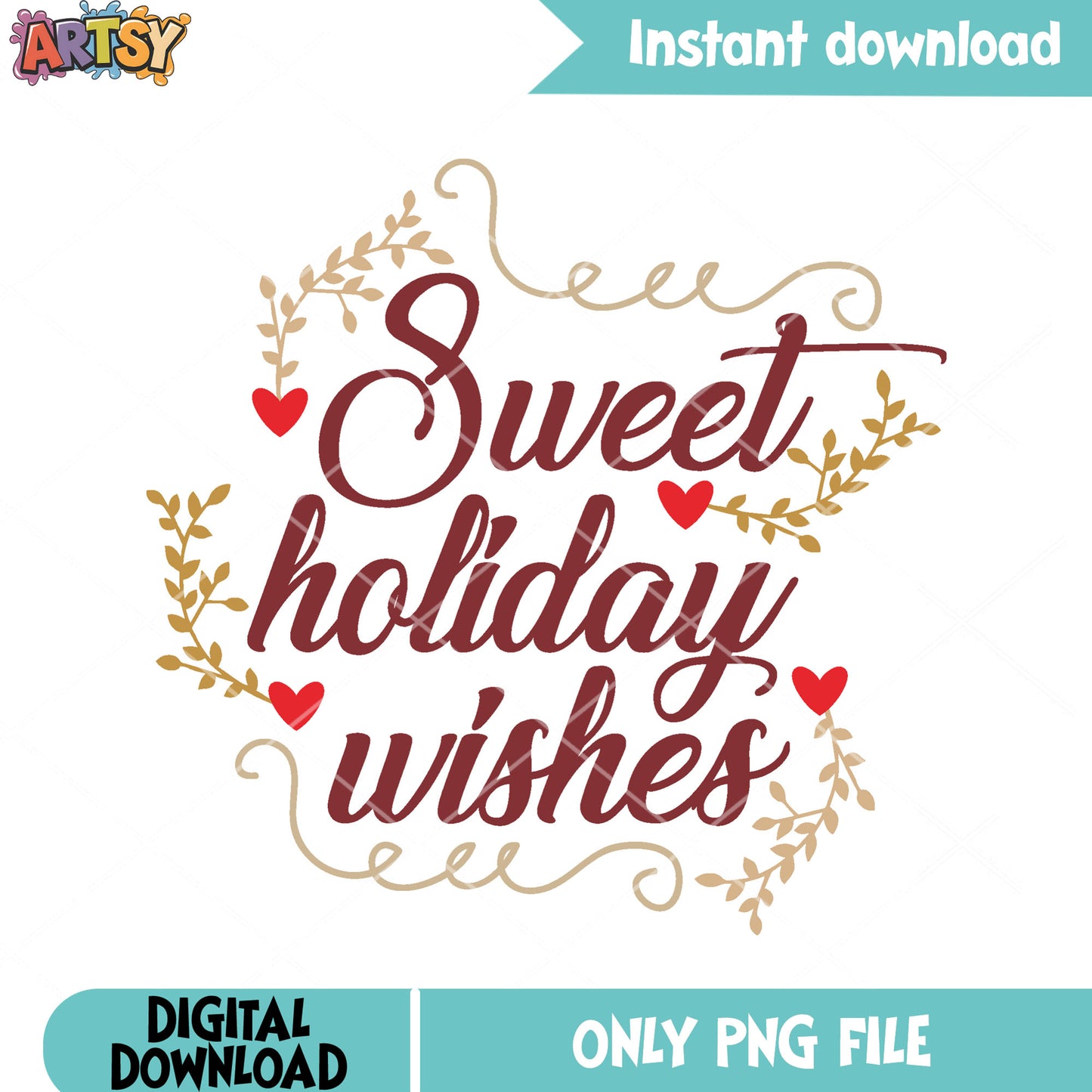 Sweet holiday wishes png, xmas decorations png, christmas cards png