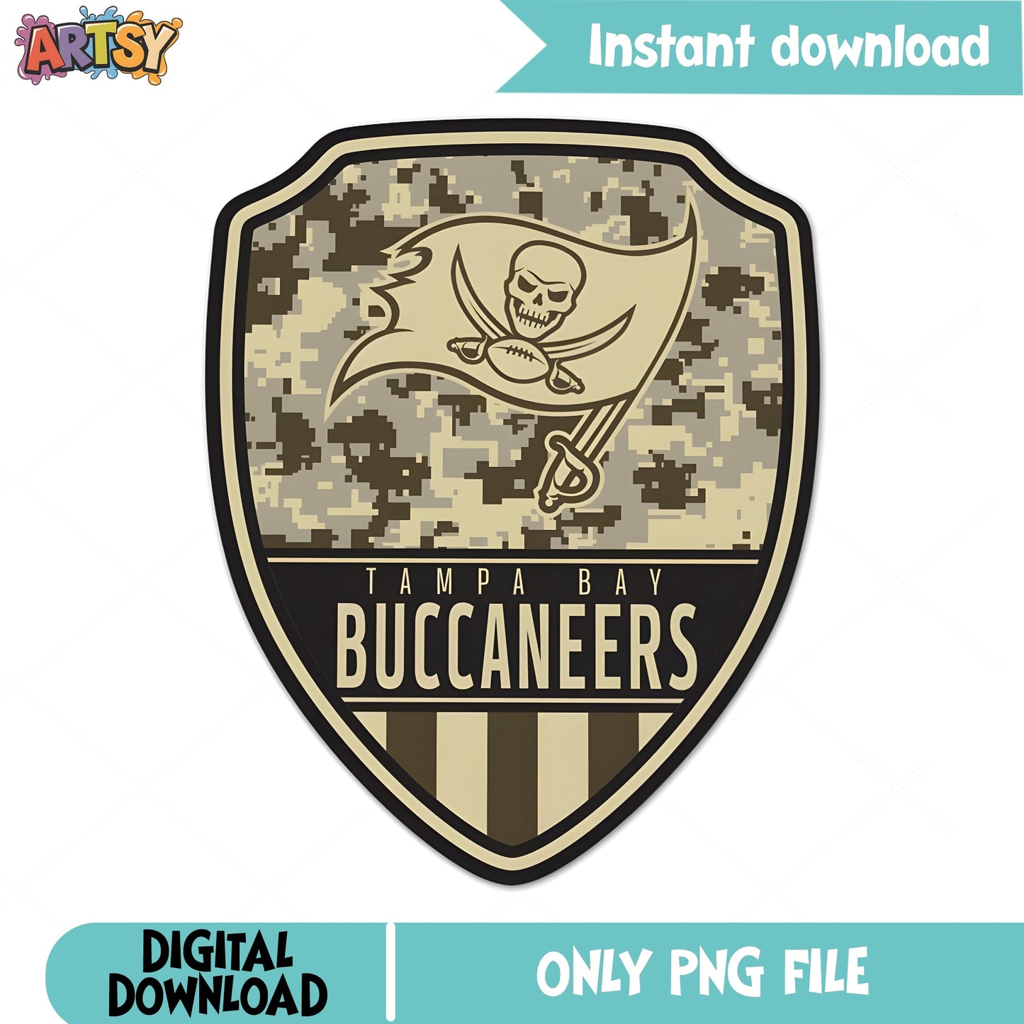 Tampa Bay Buccaneers Camo Shield PNG, NFL Football PNG, Buccaneers PNG