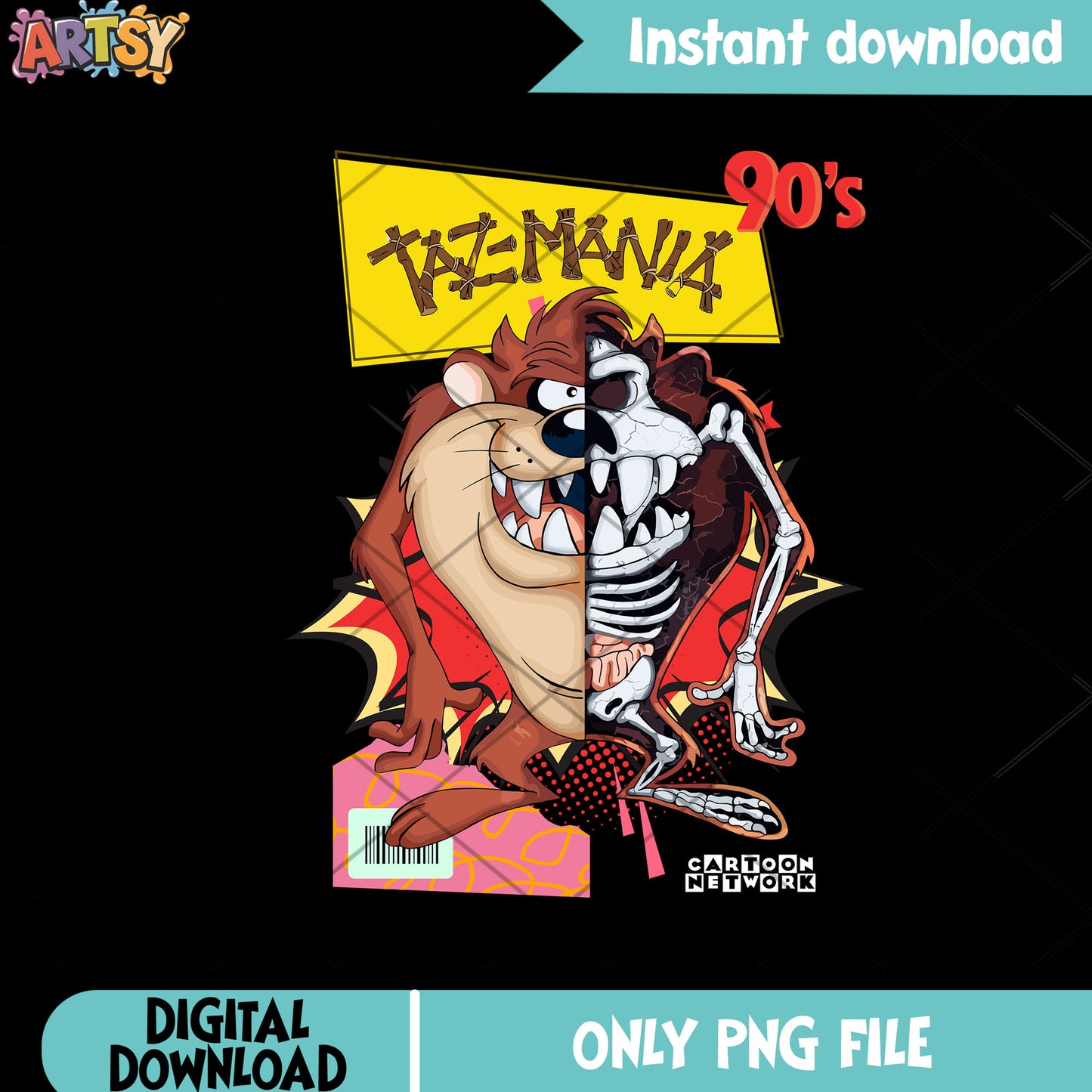 Tasmanian Devil png, Taz Mania png, 90s style png
