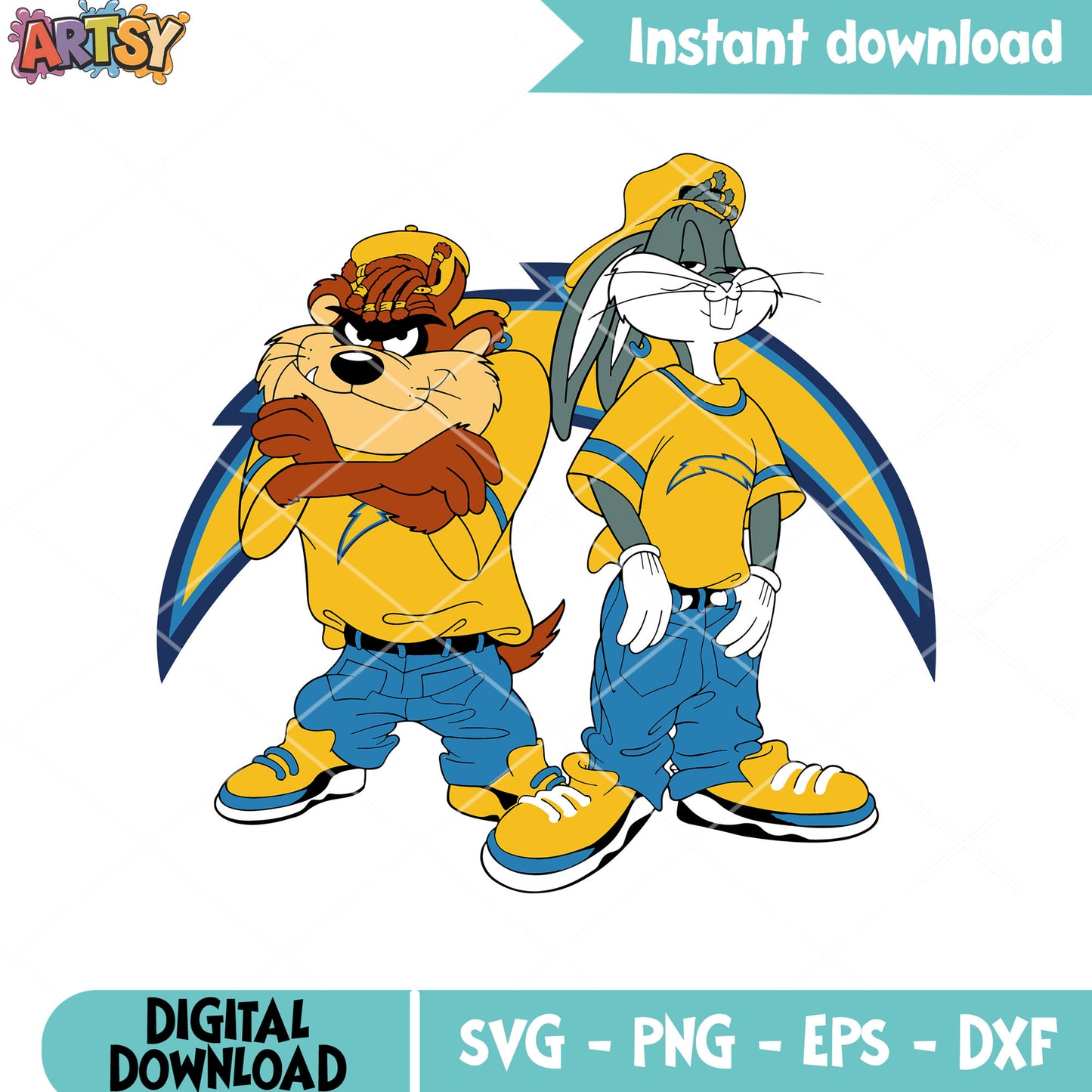 Tasmanian devils nfl svg, Bug bunny svg, la charger svg