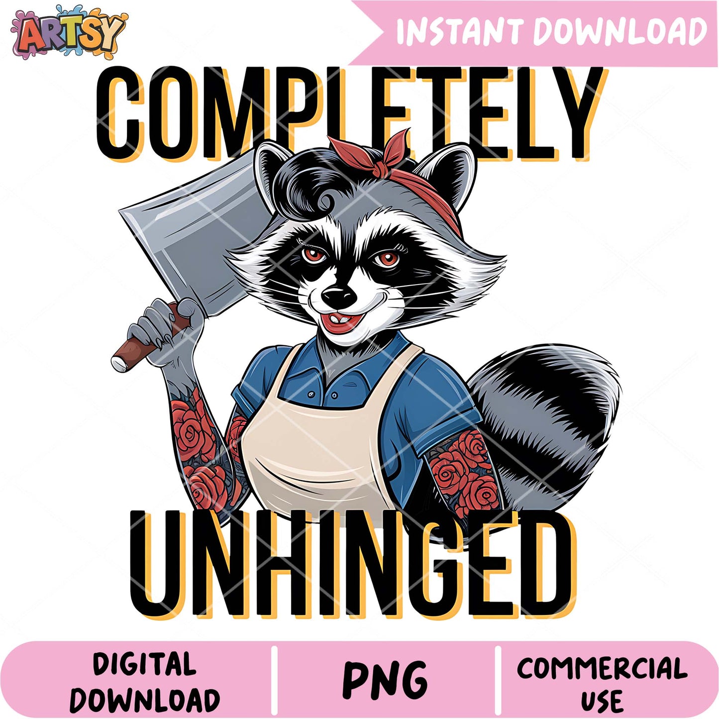 Tattoo Raccoon PNG Completely Unhinged Design