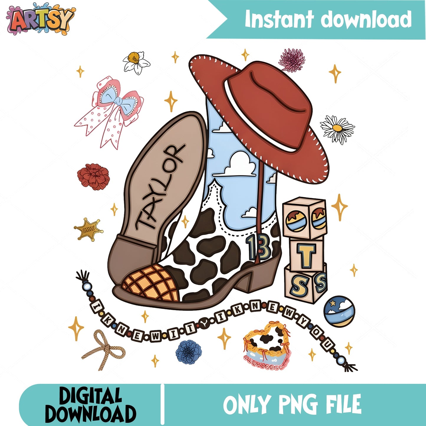 Taylor Swift Toy Story PNG, Swiftie Cowboy Boot PNG, TSS PNG