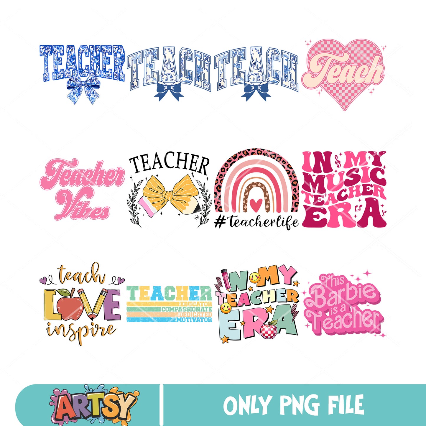 Teach bow tie png bundle, teach school png, love teach png