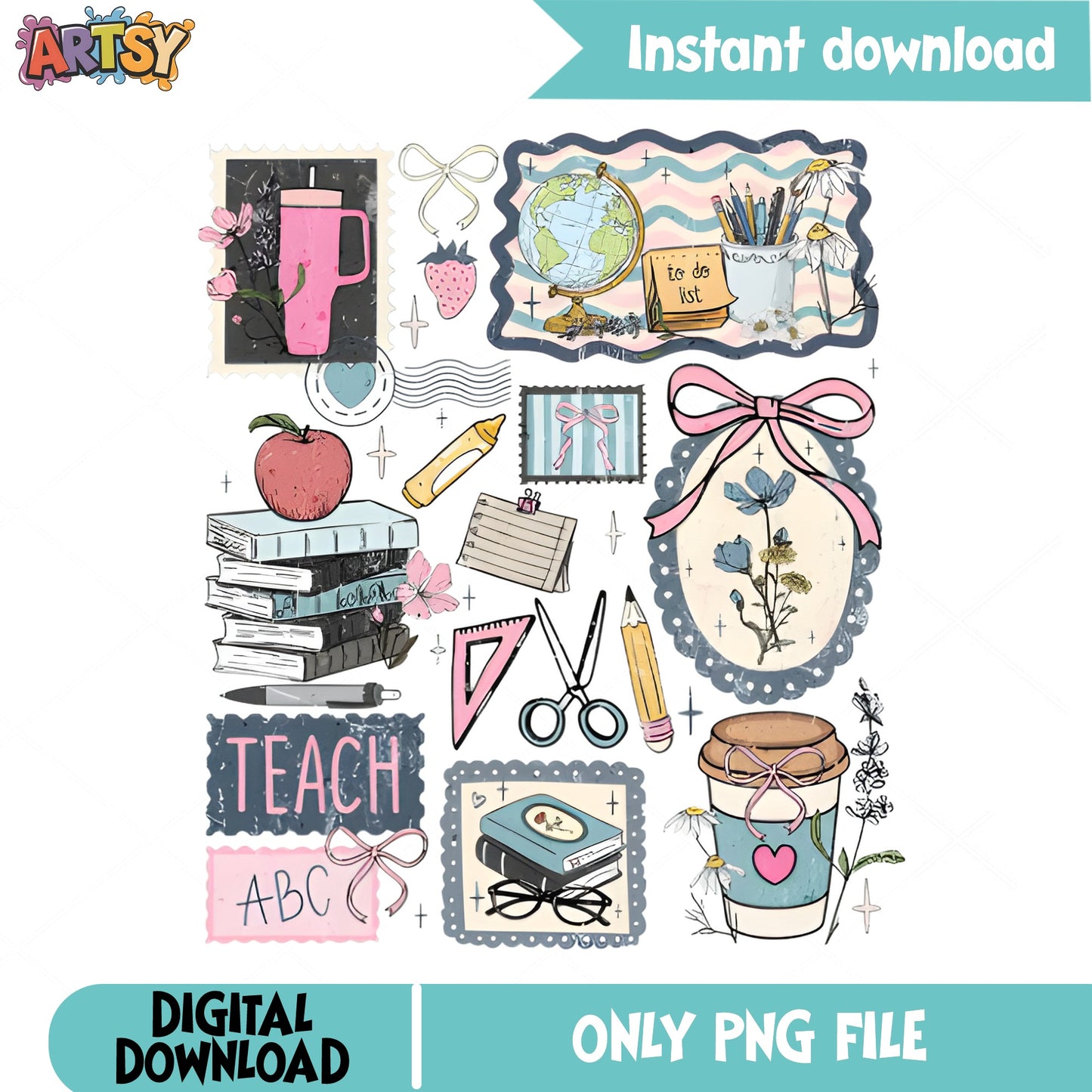 Teacher Coquette PNG, Back To School Sublimation PNG, Teach PNG
