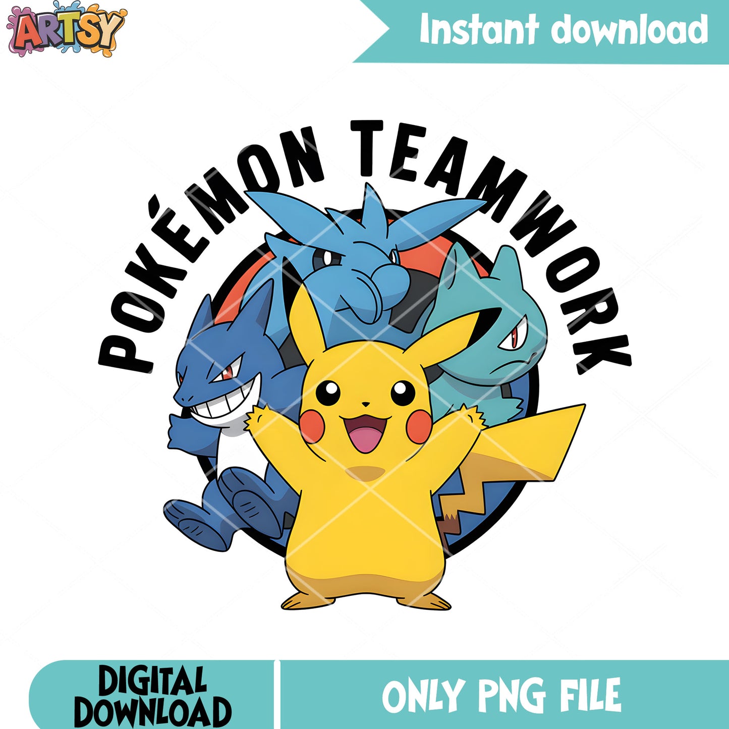 Teamwork nintendo poster png, pokemon team png, pokemon pikachu png