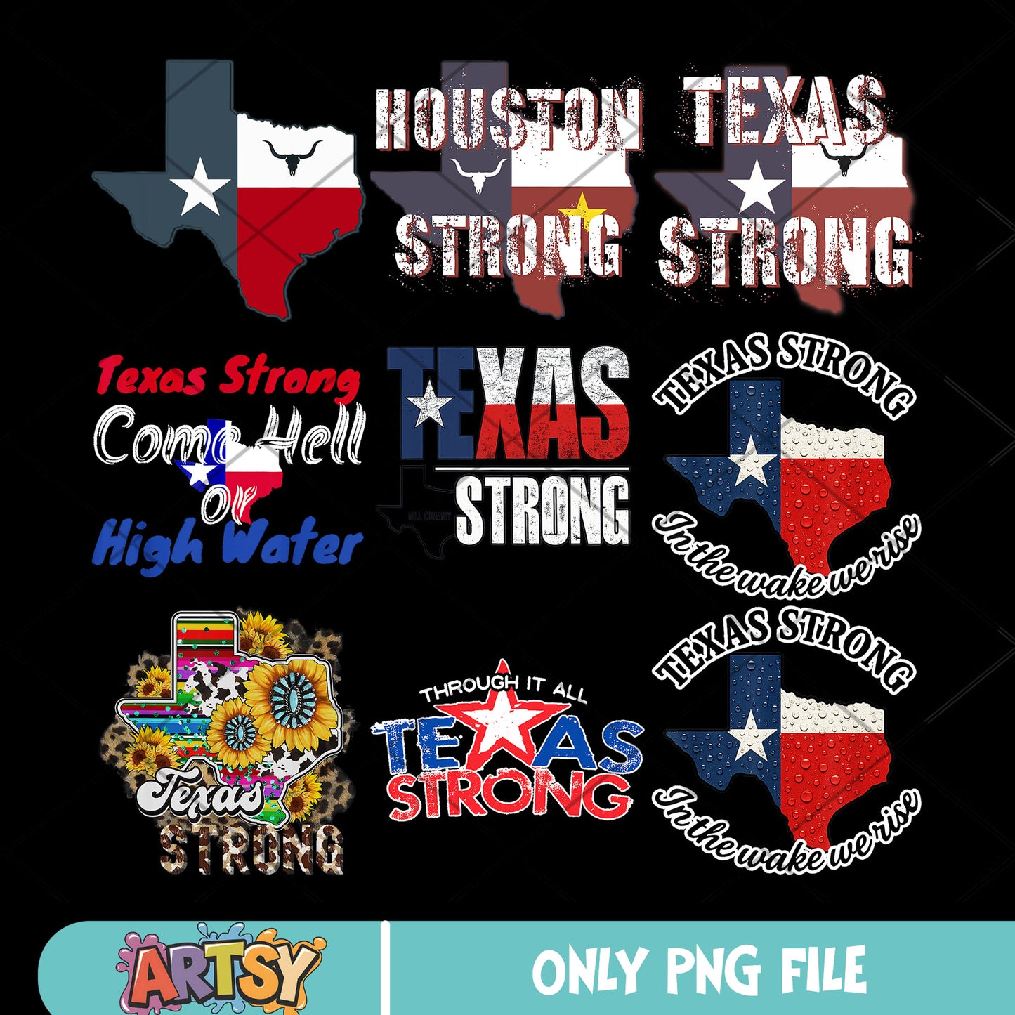 Texas strong country png bundle, texas waters png, pray for texas png