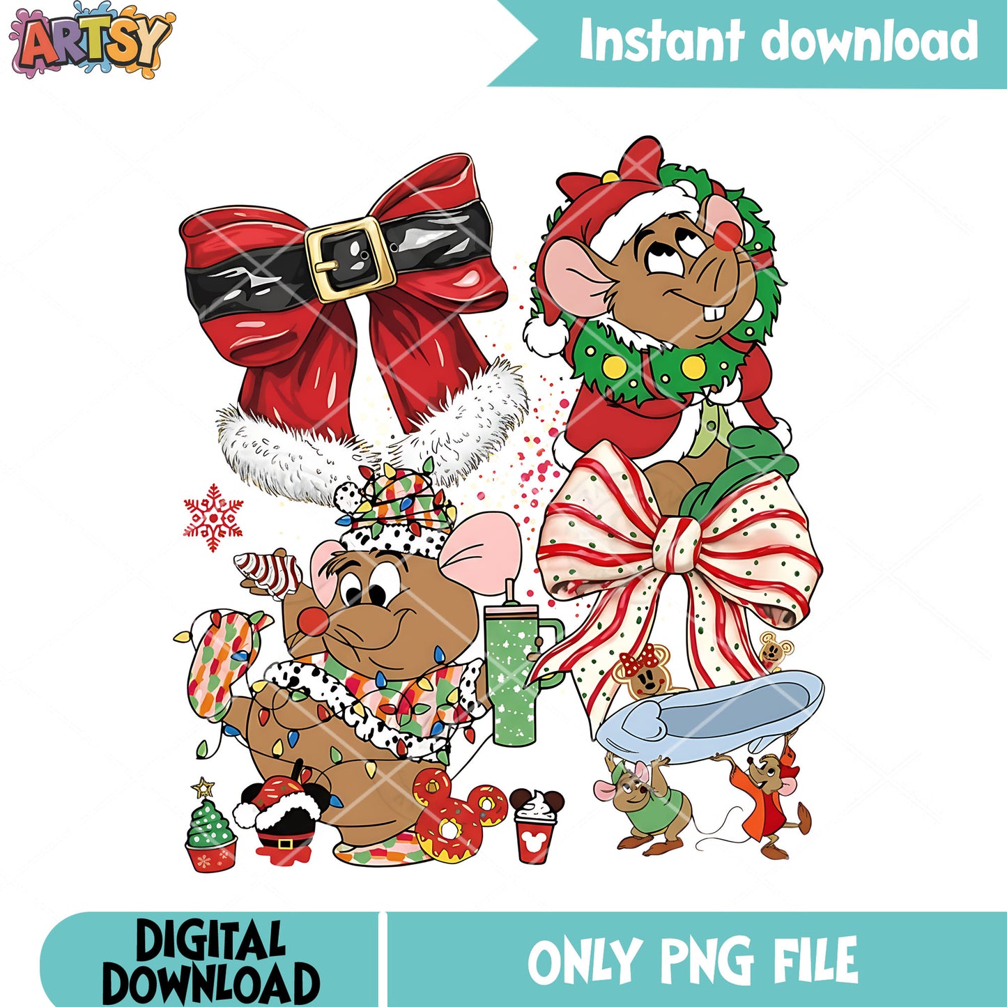 The Fat rat xmas png, cindrella movie png, christmas wreath png