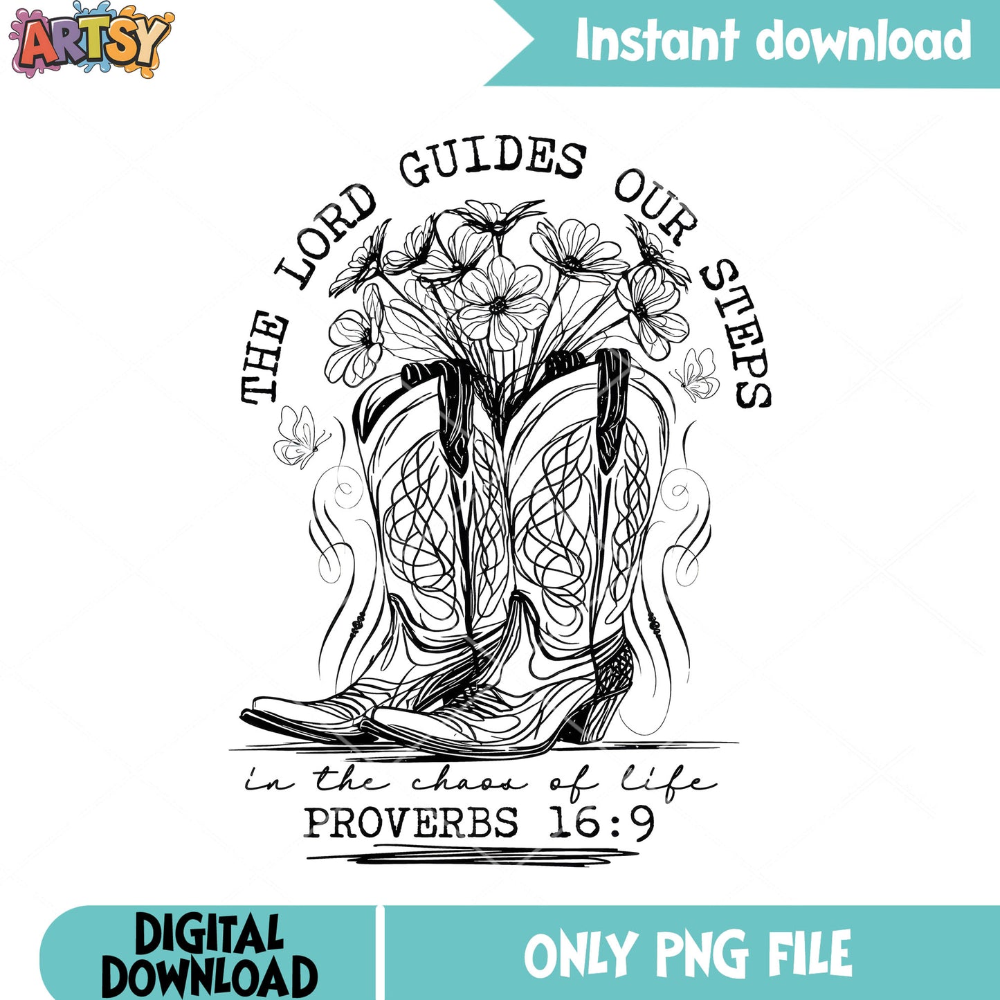 The lord guides our stress png, t shirt design png, cowboy vibes png