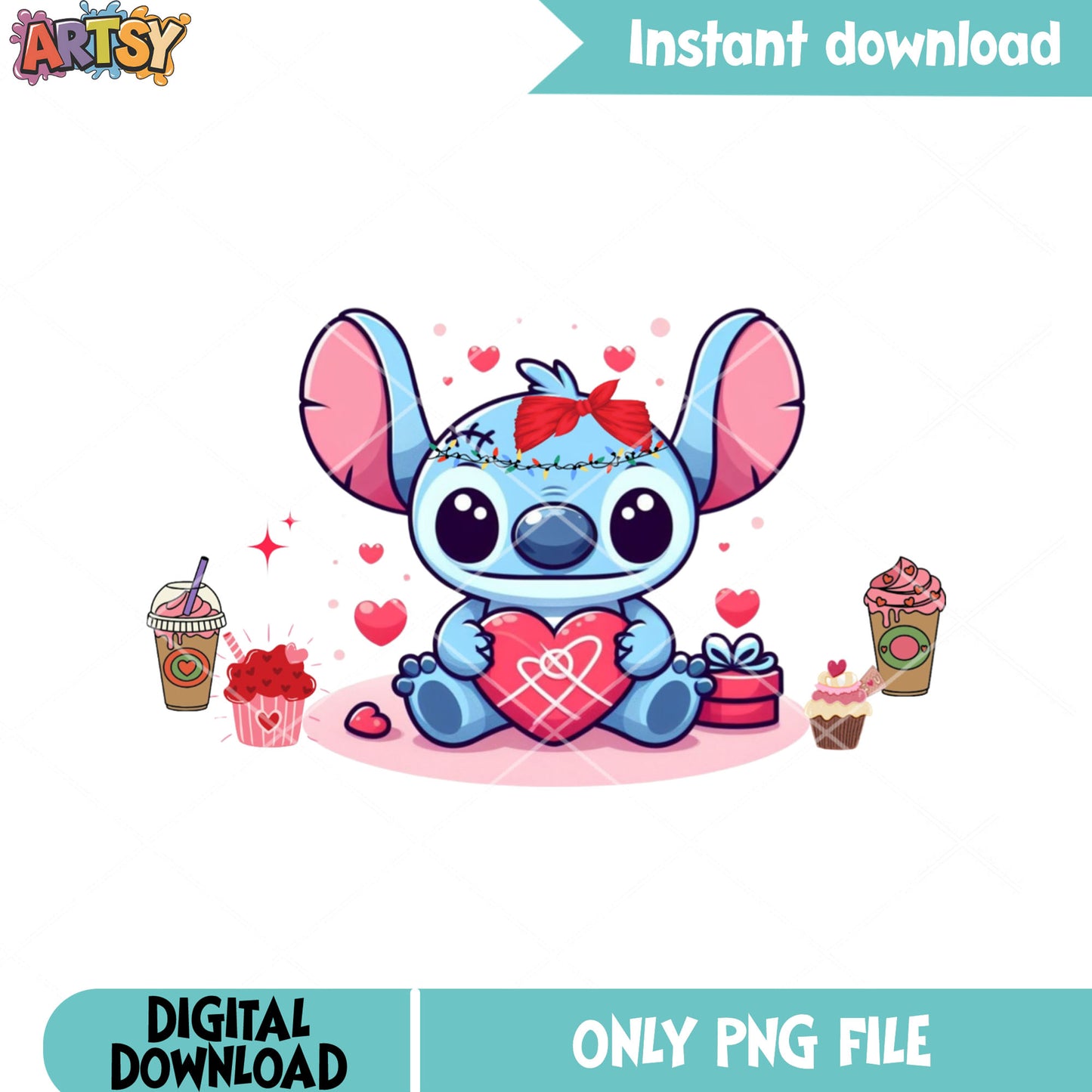 The baby stitch valentines png, disney valentine png, lilo and stitch png