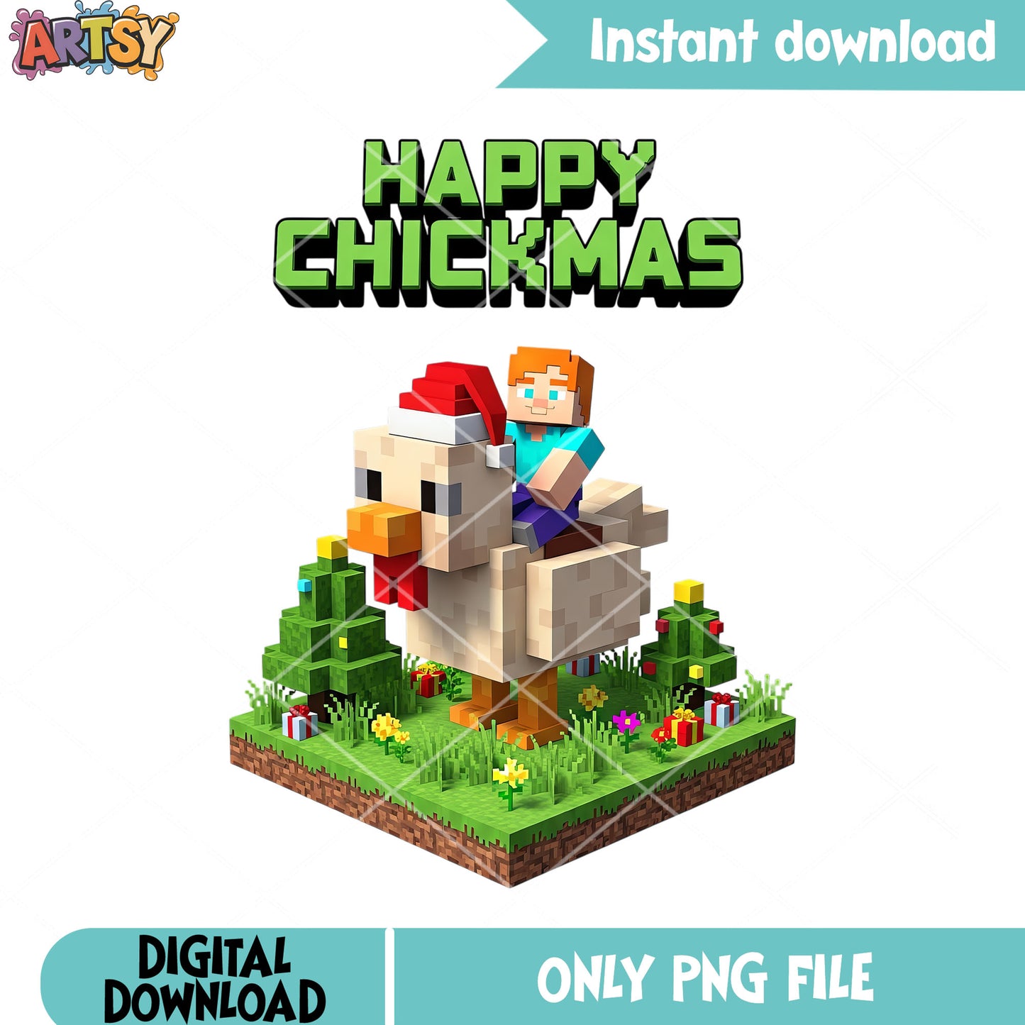 The christmas minecraft gifts png, happy christmas png, mojang studio png