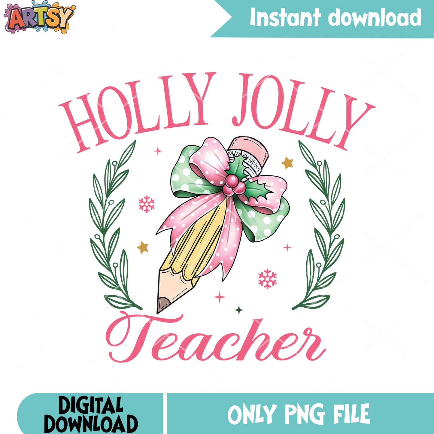 The christmas teacher pencil png, teacher day png, christmas vibes png