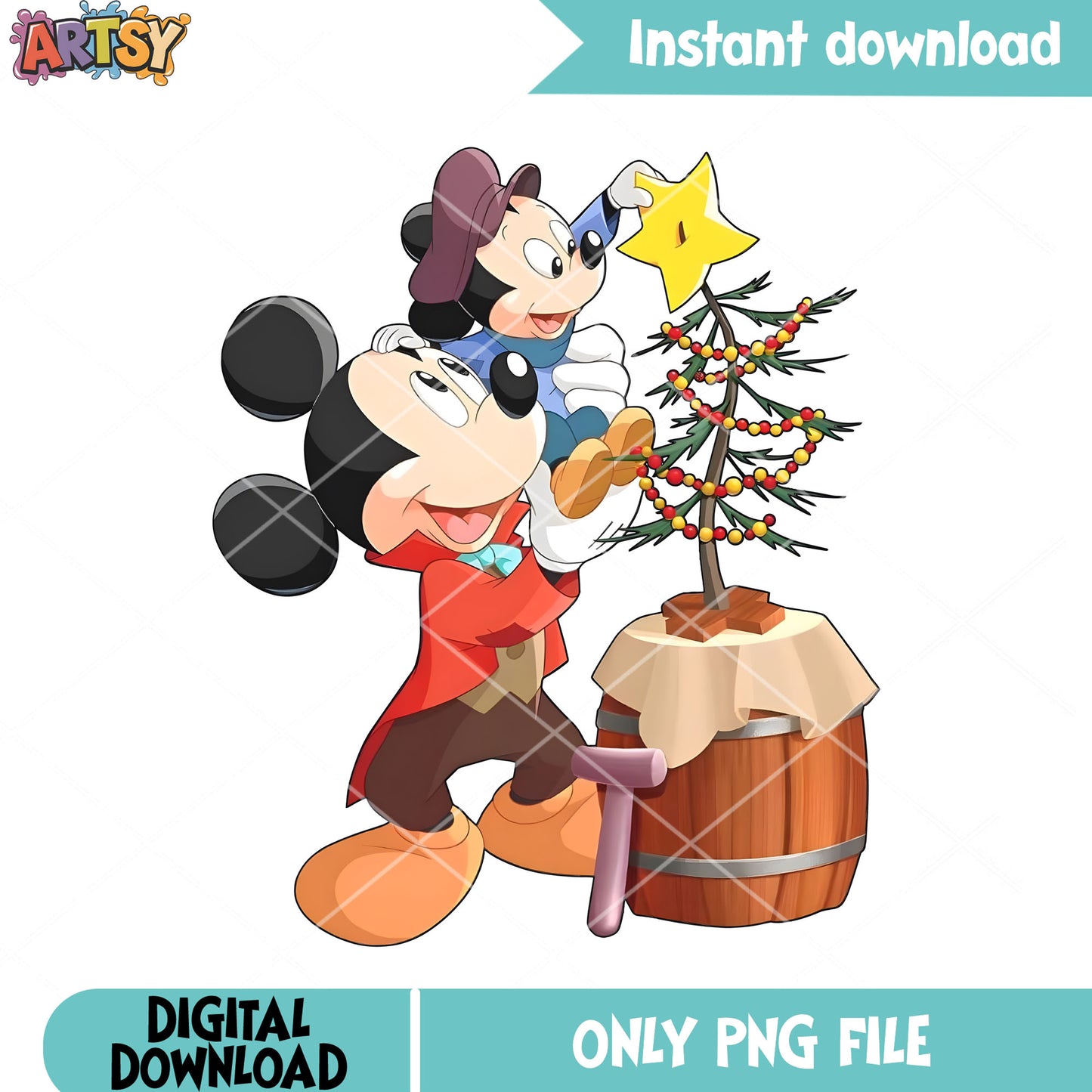The first star in christmas tree png, mickey mouse png, christmas png