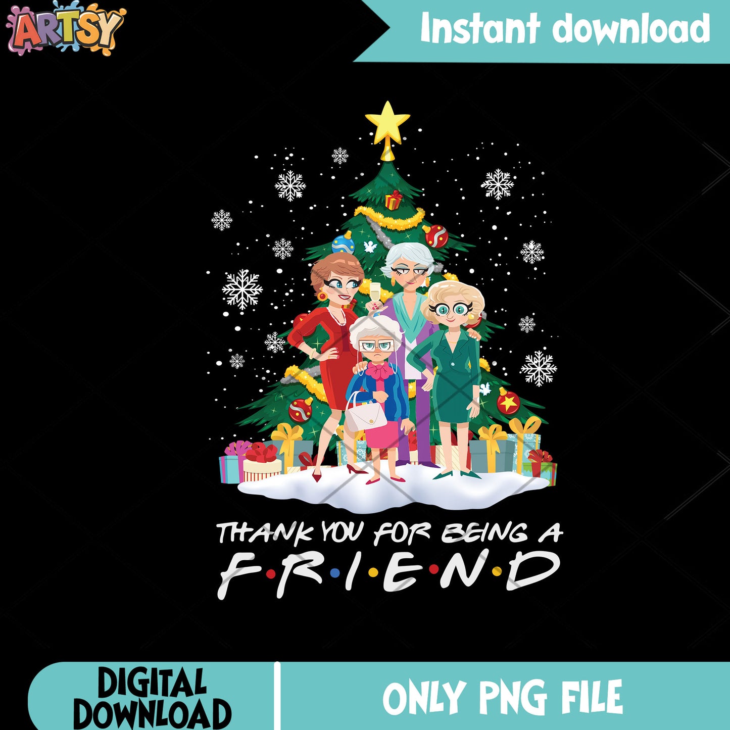 The golden girls christmas friends png, christmas treepng, Rose Nylund png