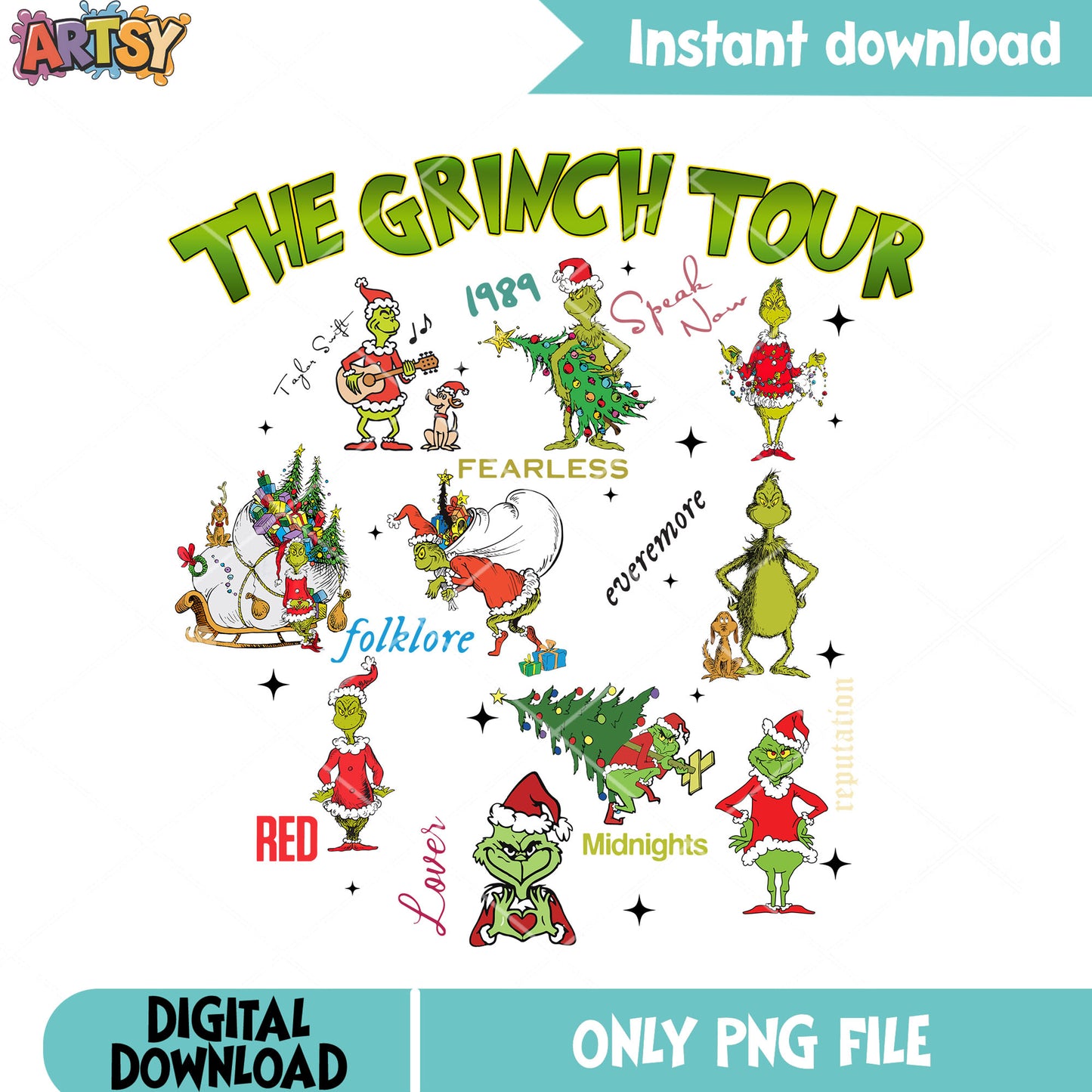 The grinch tour 1989 png, christmas poster png, the grinch png
