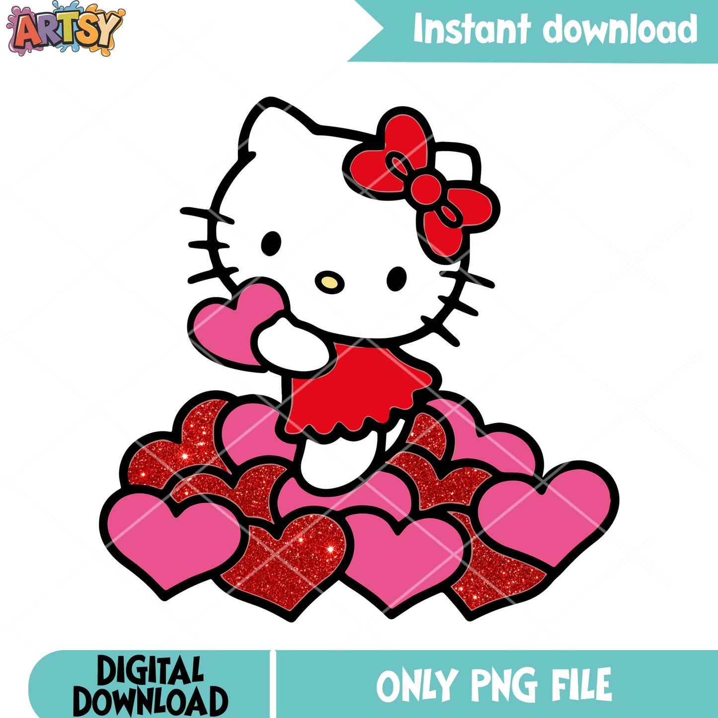 The heart kitty valentines png, valentines sanrio png, valentines png
