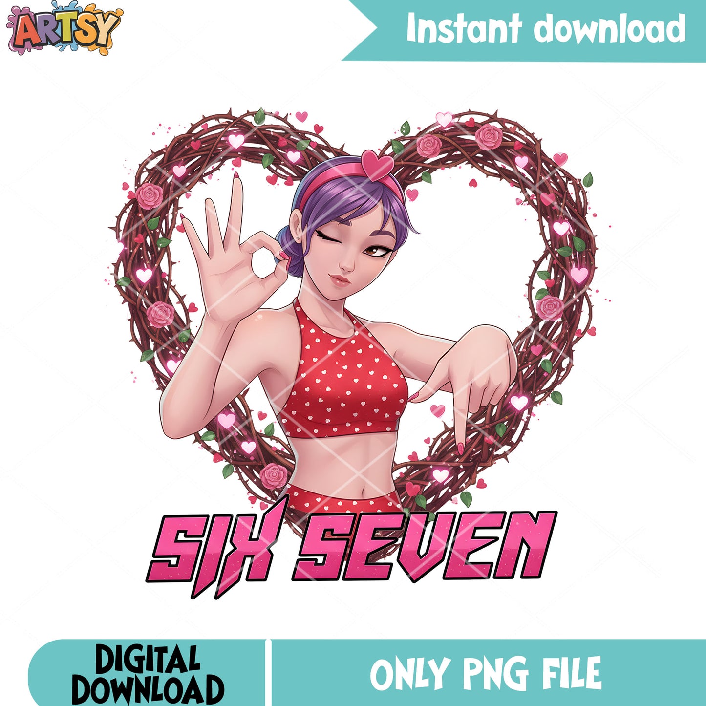 The huntrix rumi valentines png, six seven png, kpop demon hunters png