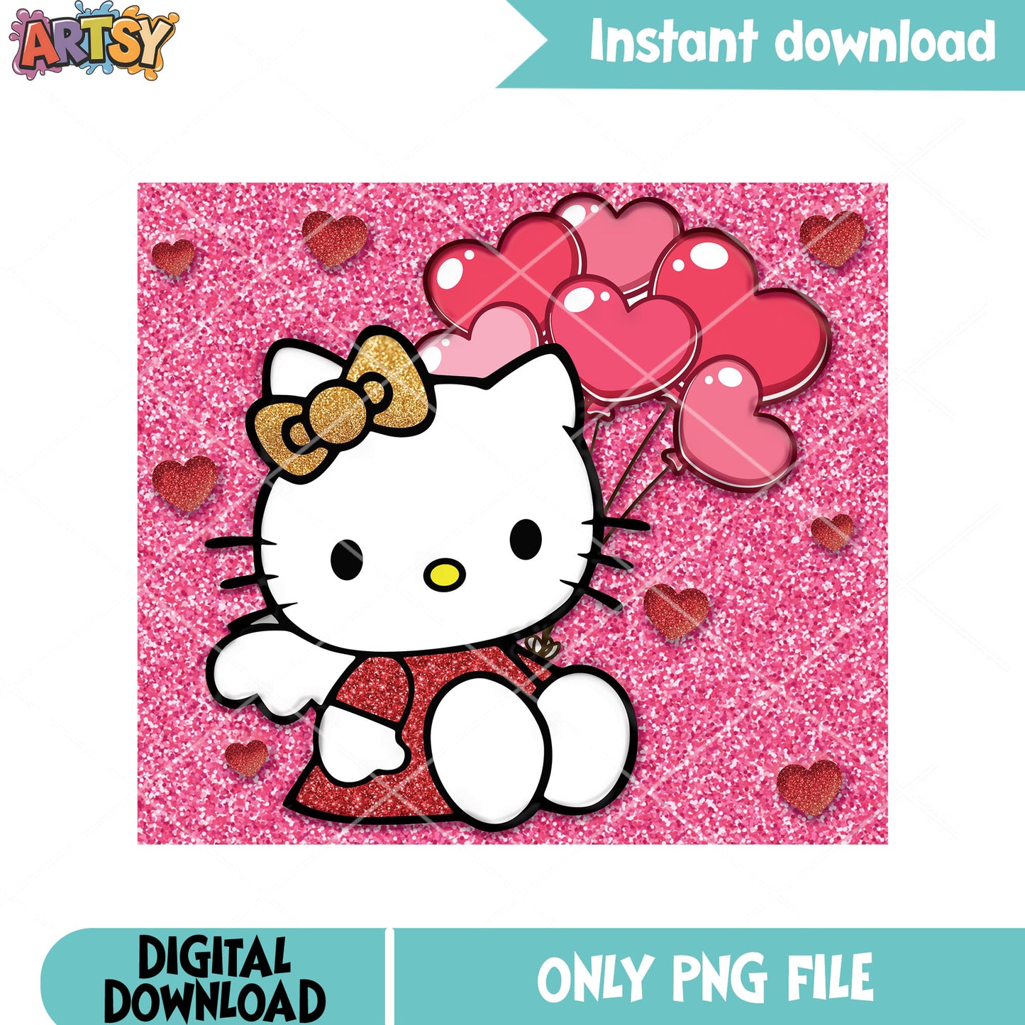 The kitty love valentine png, happy valentine day png, hello kitty png