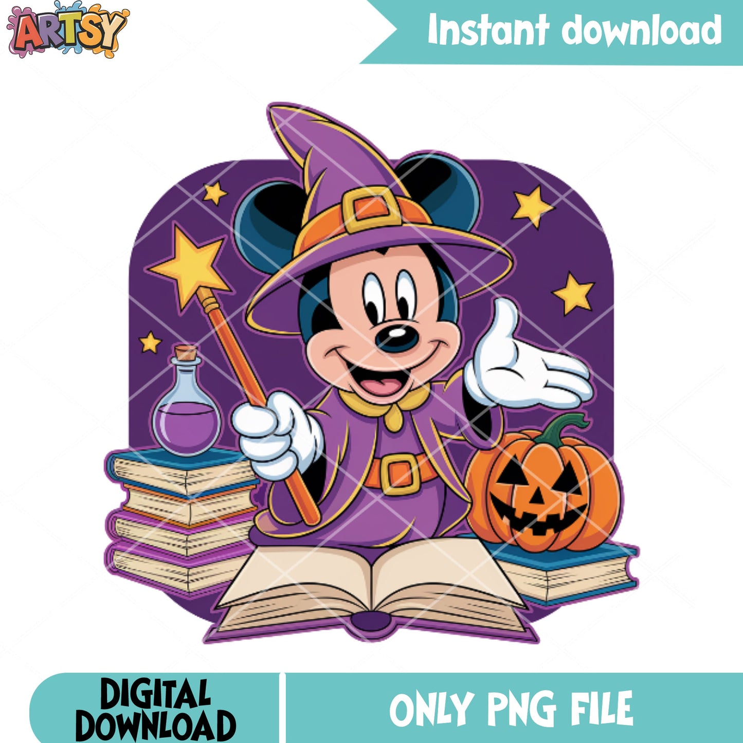 The master wizard mickey png, happy halloween png, jack o lantern png