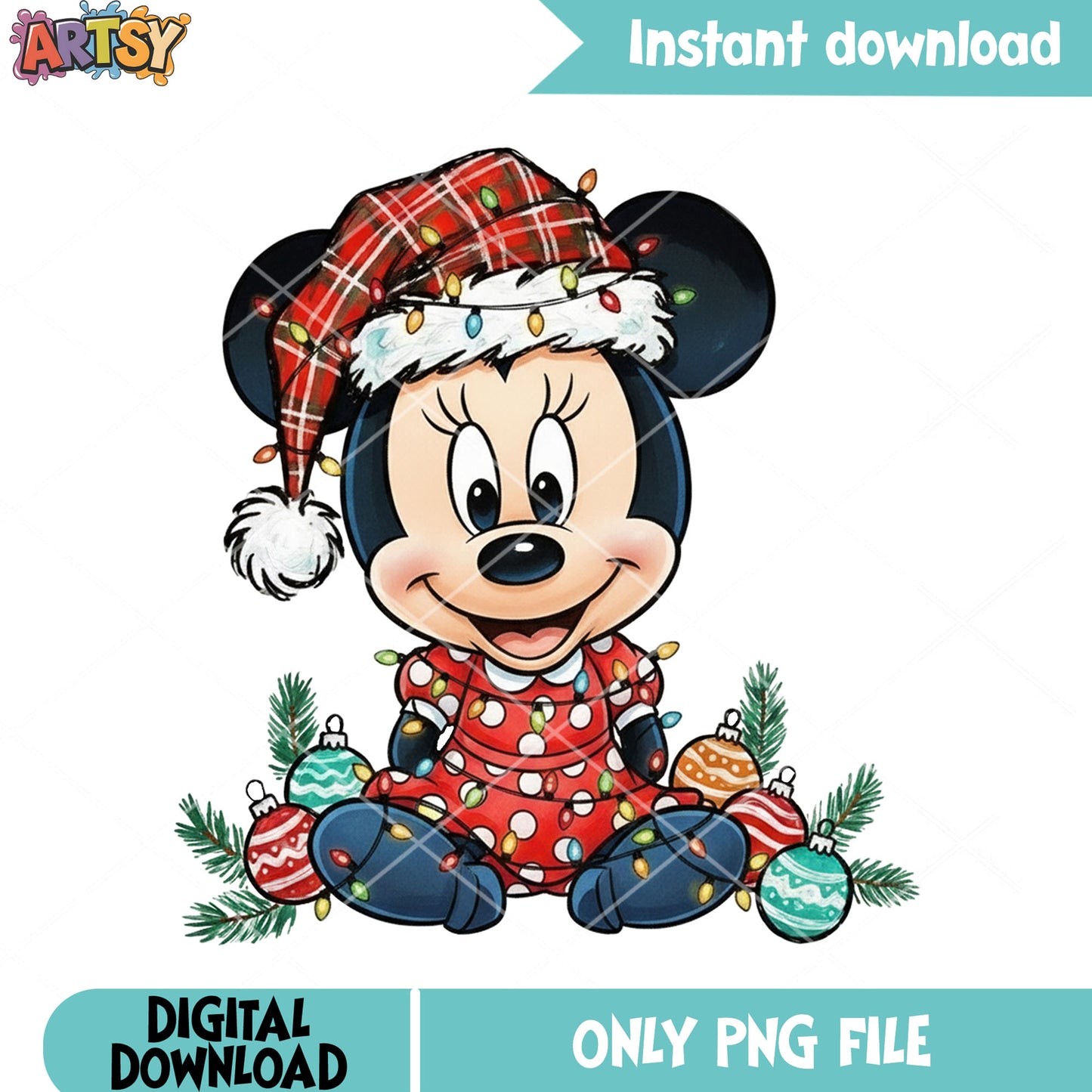 The minnie disney friends png, minnie mouse png, christmas vibes png