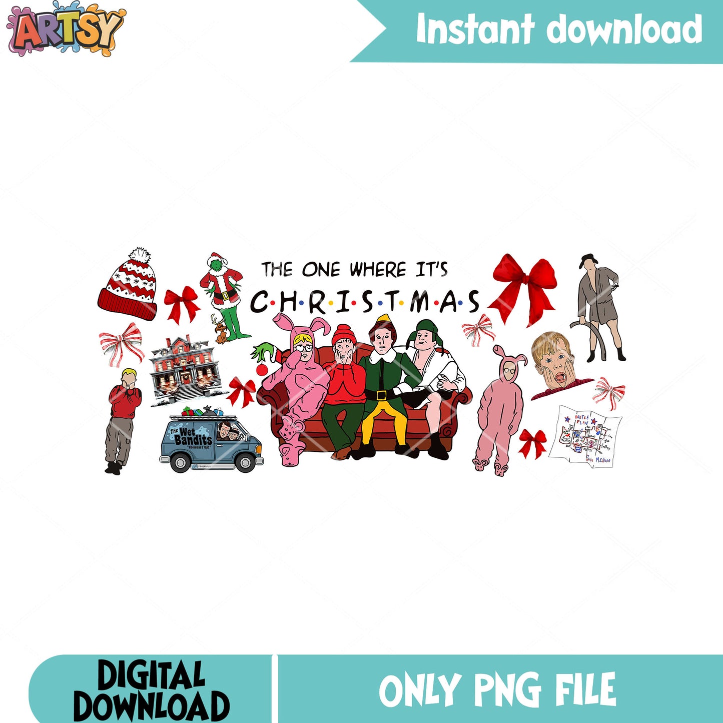 The one where its christmas png, christmas movie png, christmas gifts png