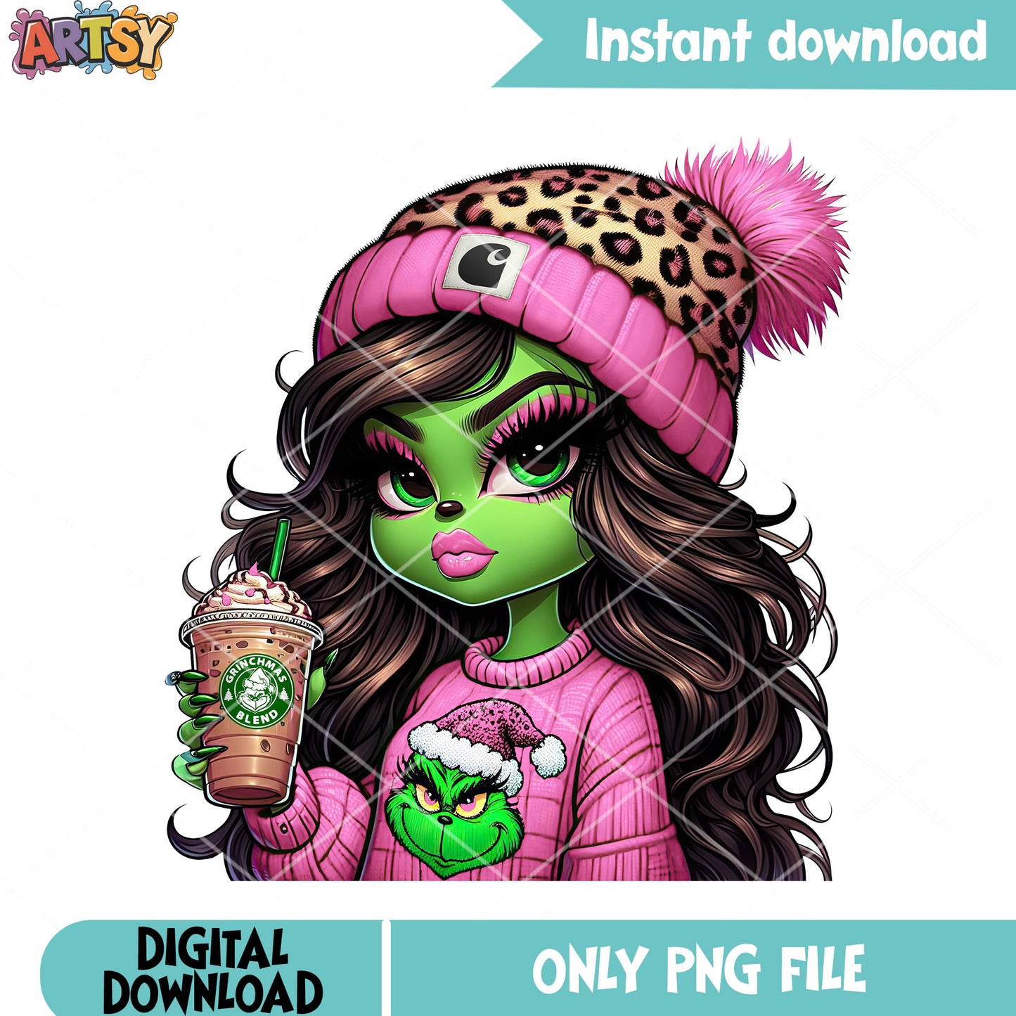 The pink clothes christmas png, the grinch png, xmas decorations png
