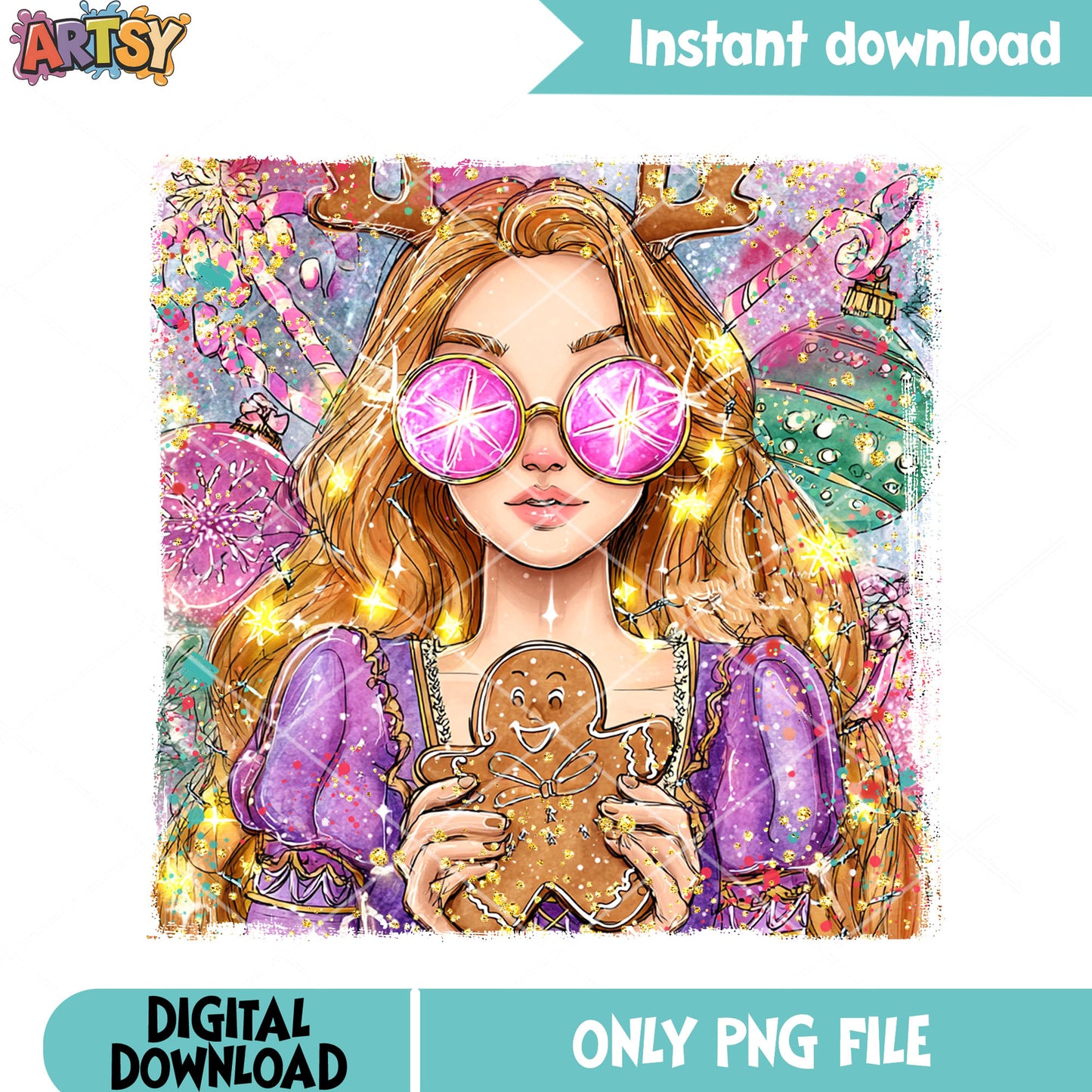 The tangled christmas png, rapunzel princess png, merry christmas png