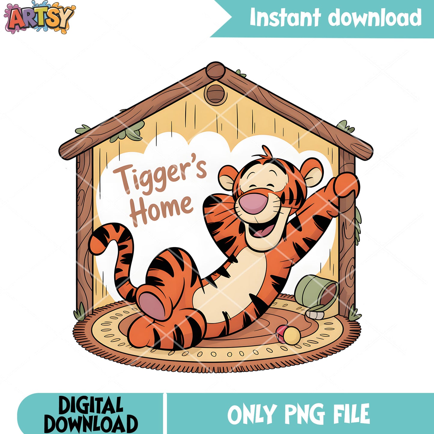 Tiger home poster png, disney tiger png, winnie the pooh png