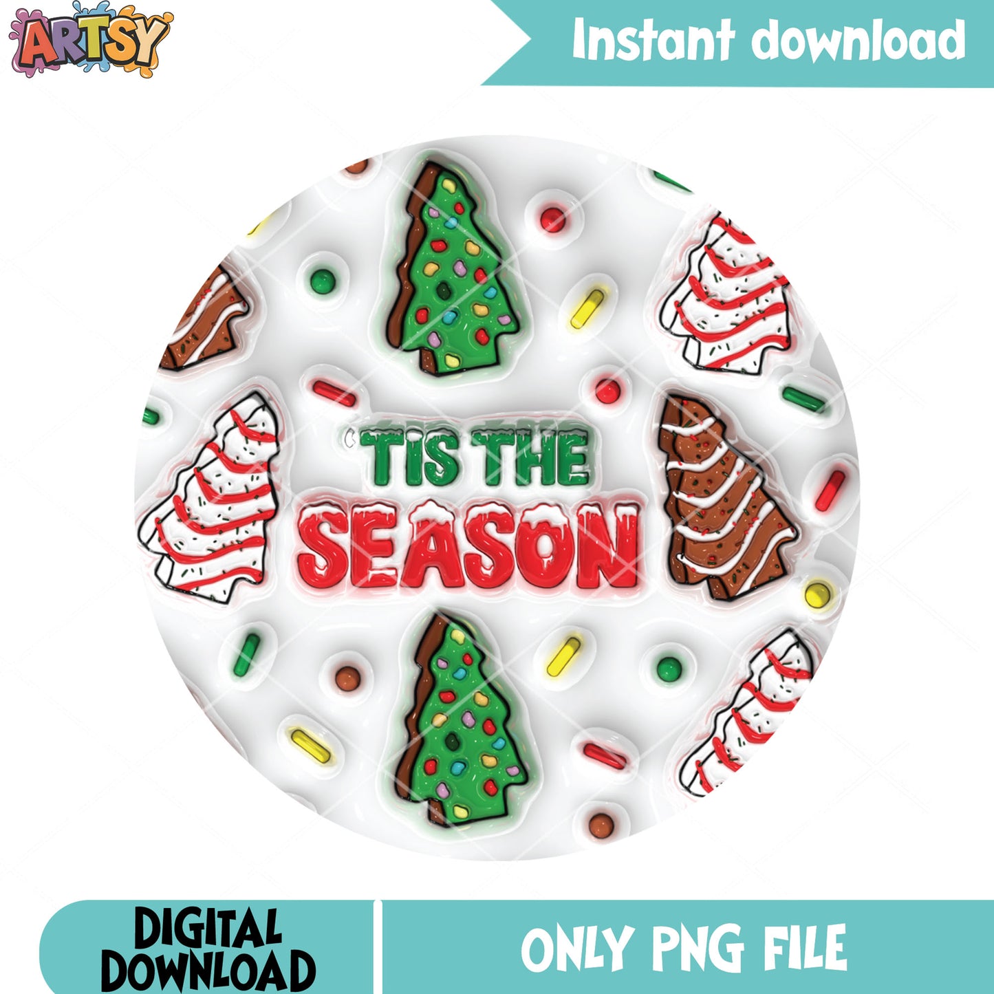 Tis the season christmas png, little debbie png, festive holiday png