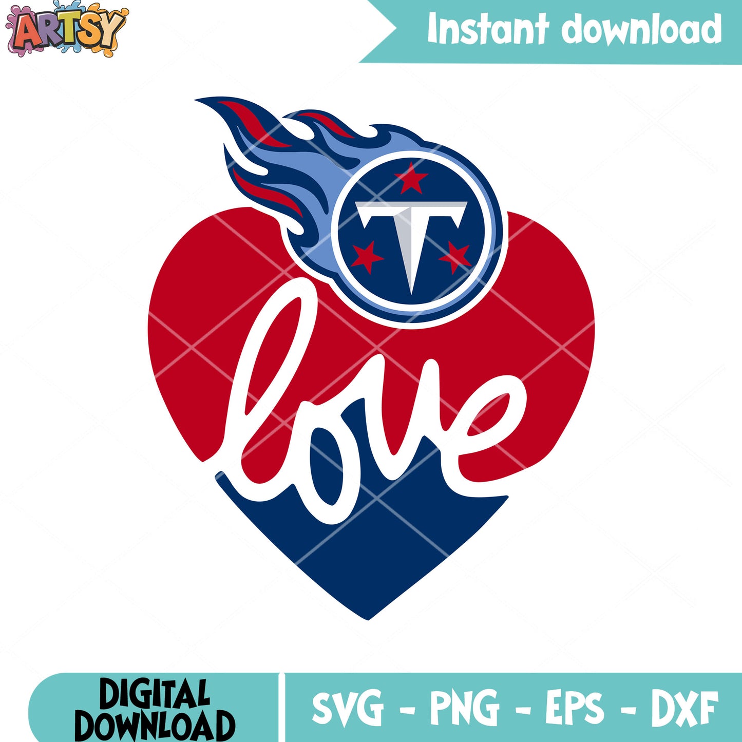 Titans love in my heart svg, afc south svg, nfl teams svg