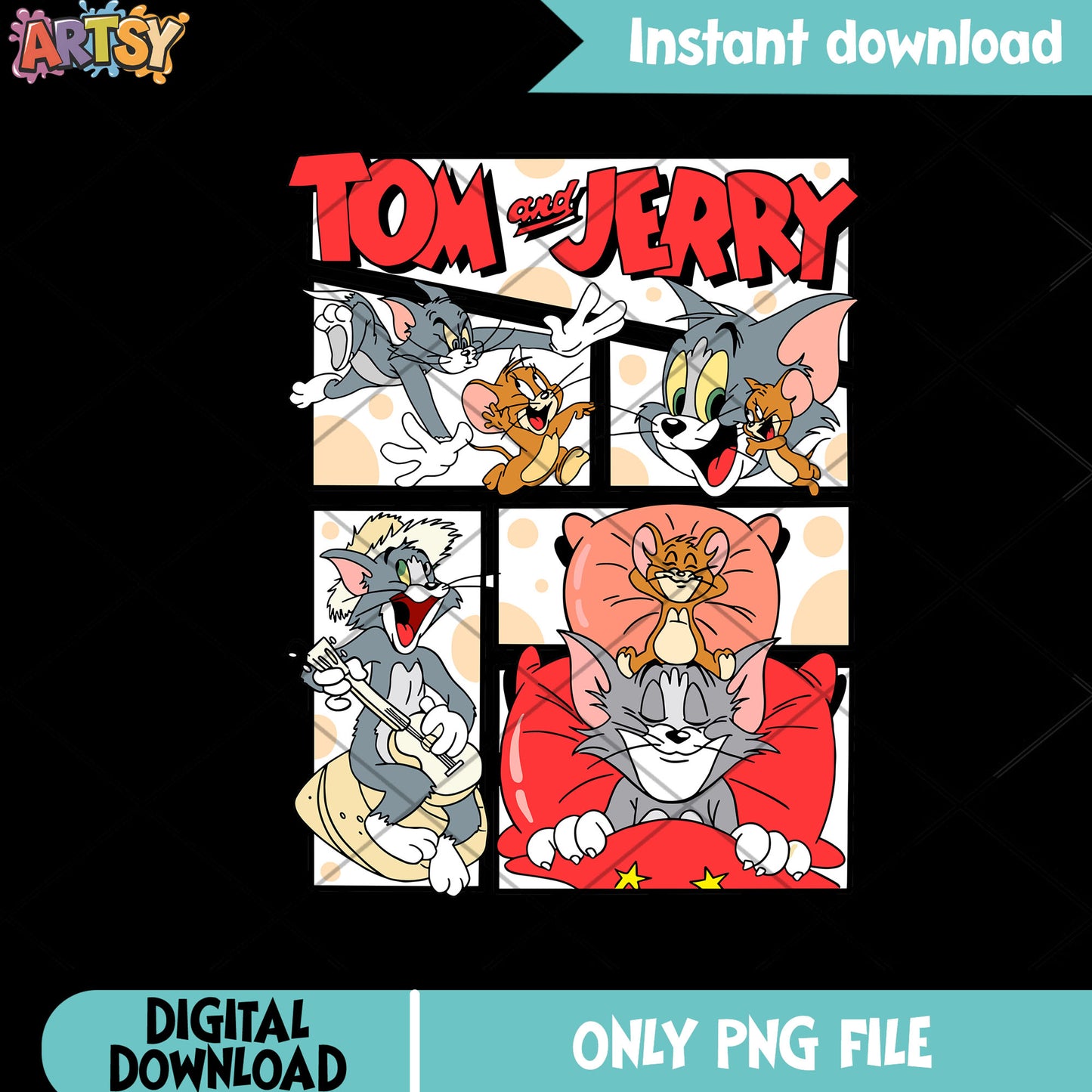 Tom and Jerry png, comic style png, vintage cartoon png