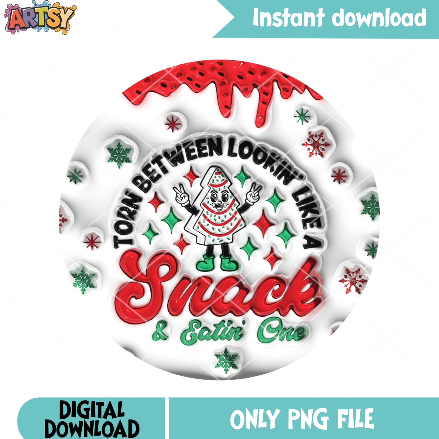 Torn between like a snack png, retro snack png, cake tree png