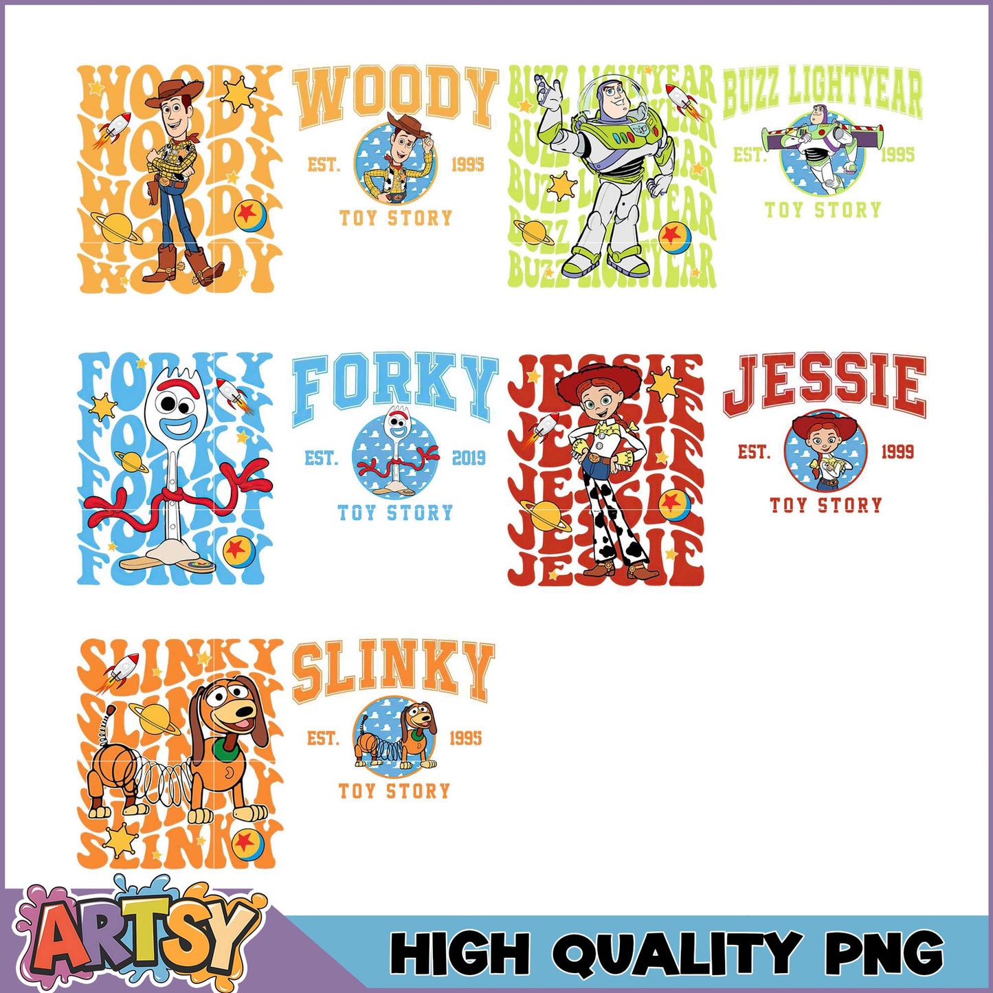 Toy Story PNG Bundle Woody, Buzz, Jessie, Forky