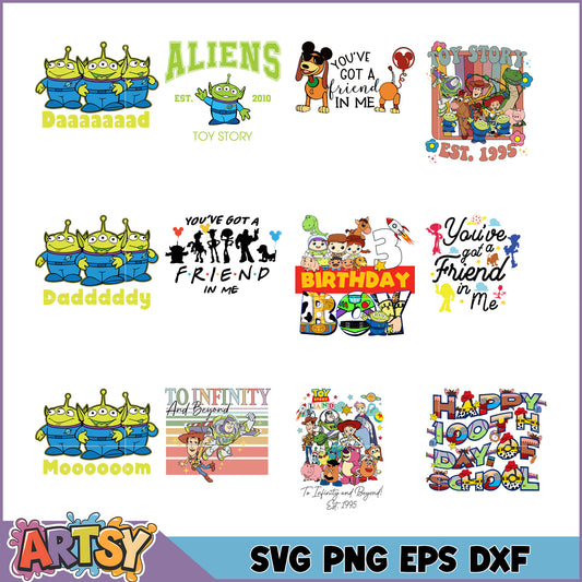 Toy Story SVG Bundle Aliens, Friends & More