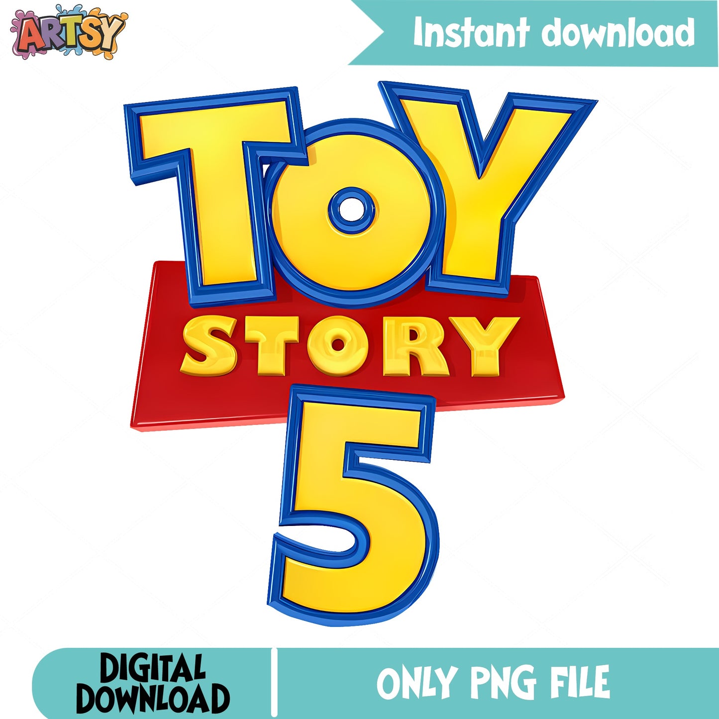 Toy Story 5 Logo PNG, Disney Pixar PNG, Birthday Party PNG
