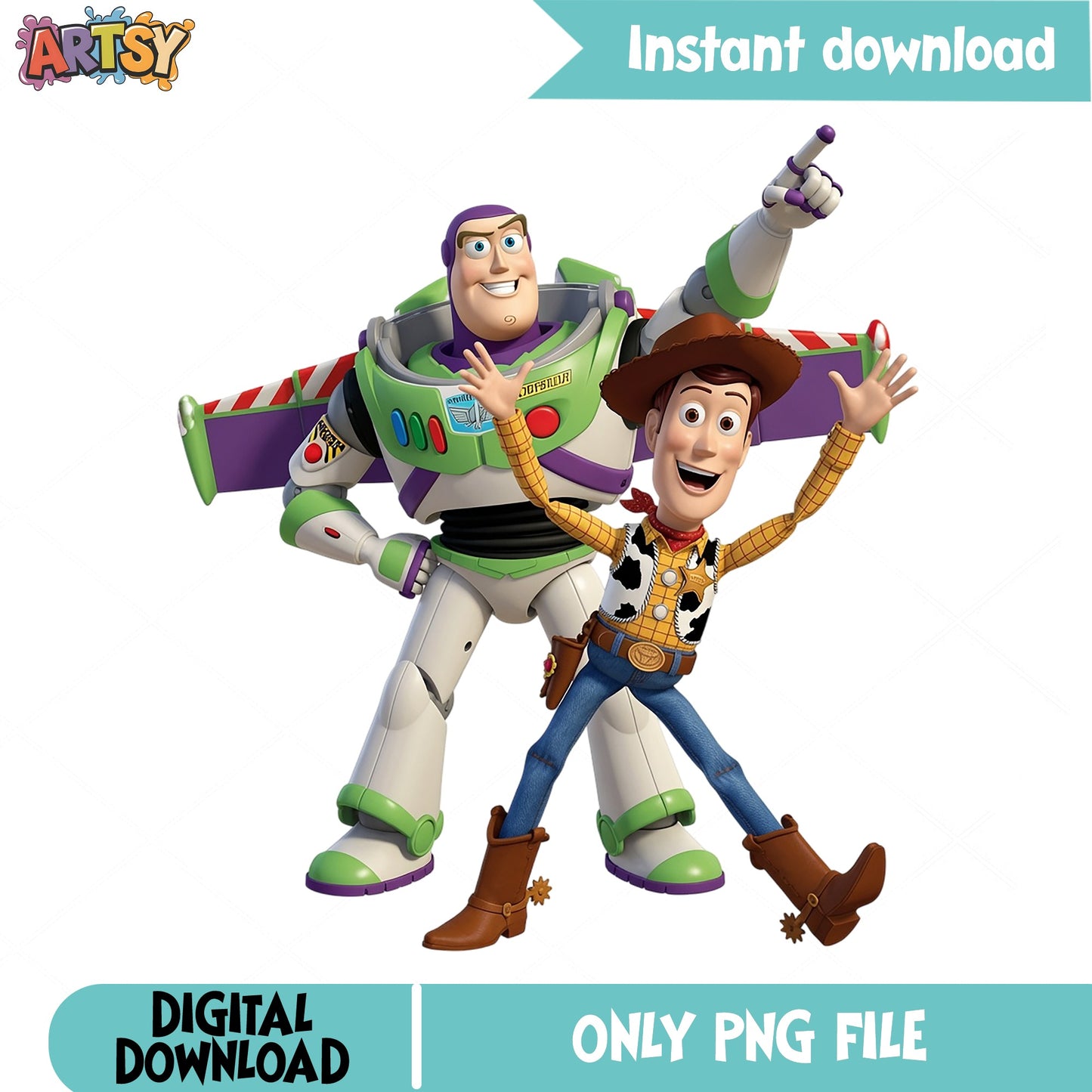 Toy Story Buzz And Woody PNG, Disney Pixar PNG, Birthday PNG