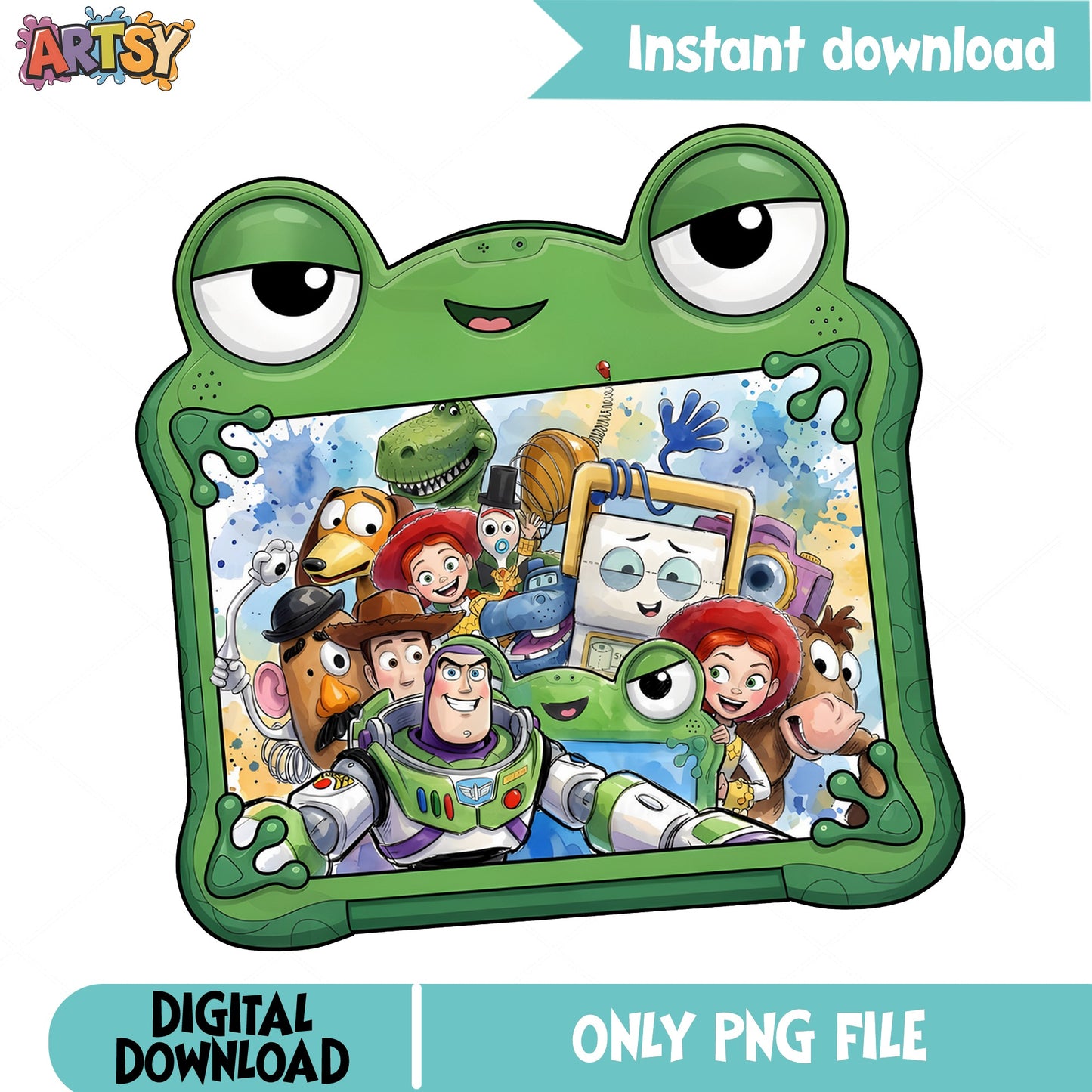 Toy Story Characters Frog Tablet PNG, Buzz Lightyear PNG, Disney PNG