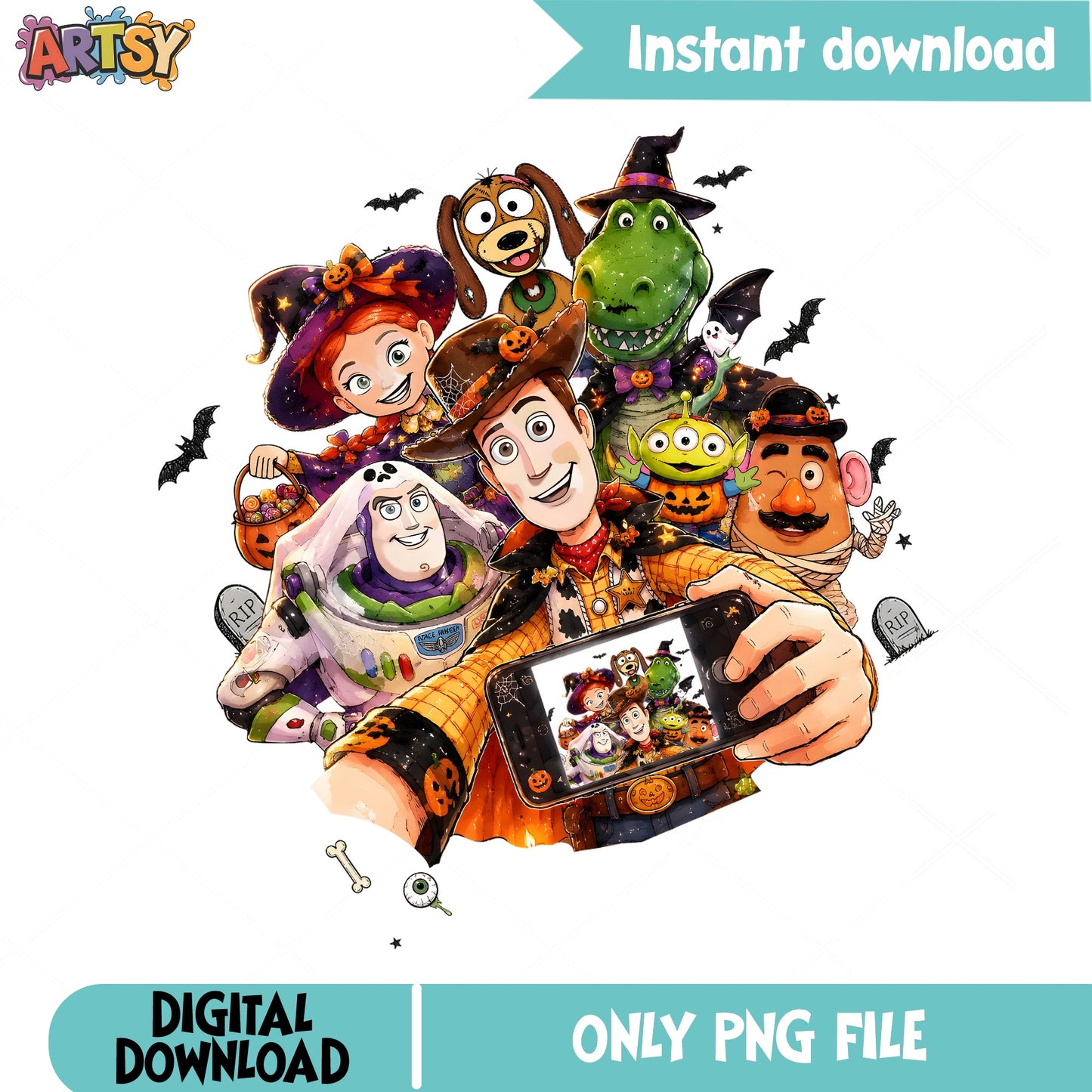 Toy Story Halloween Selfie PNG, Disney Halloween PNG, Woody PNG