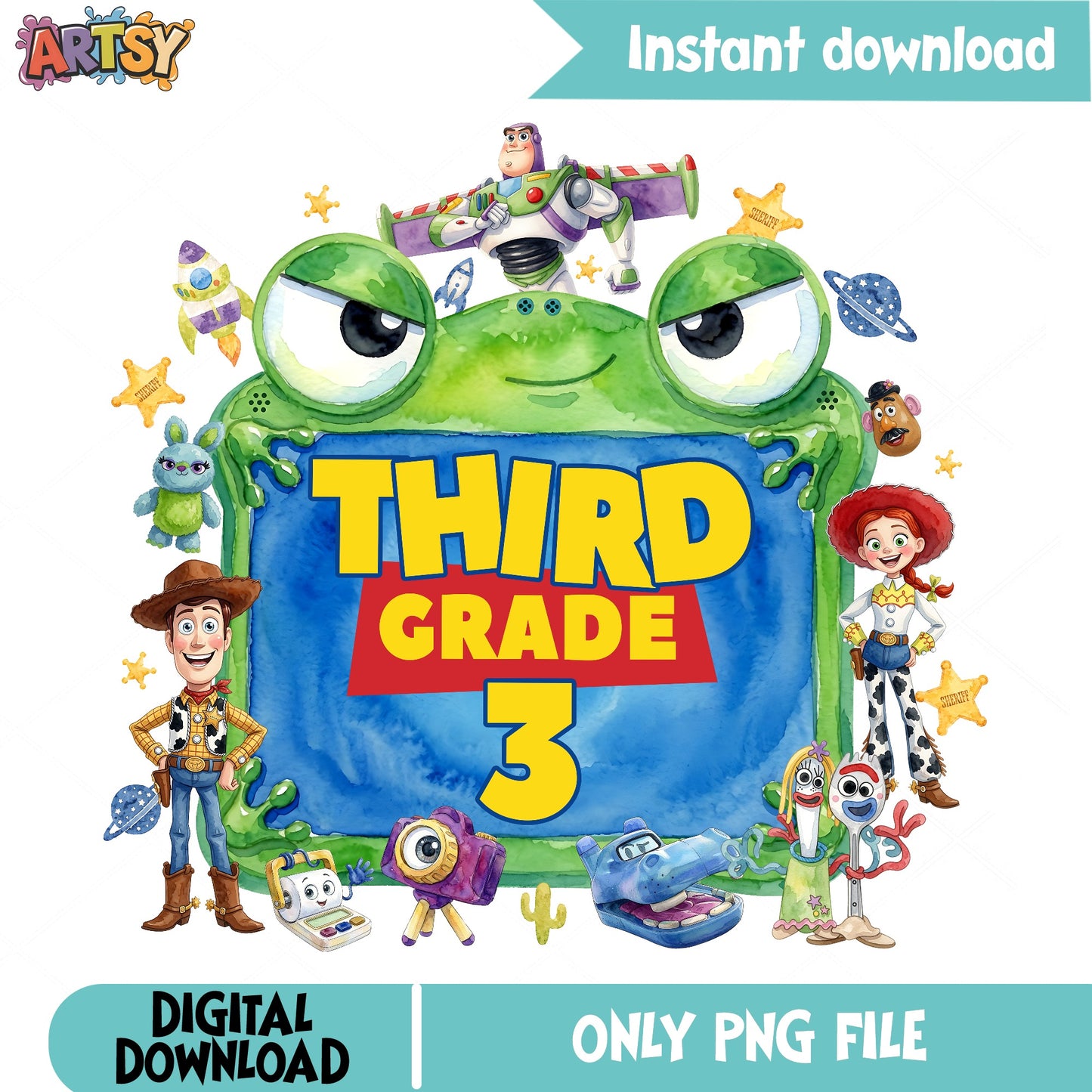 Toy Story Third Grade PNG, Back To School PNG, 3rd Grade PNG