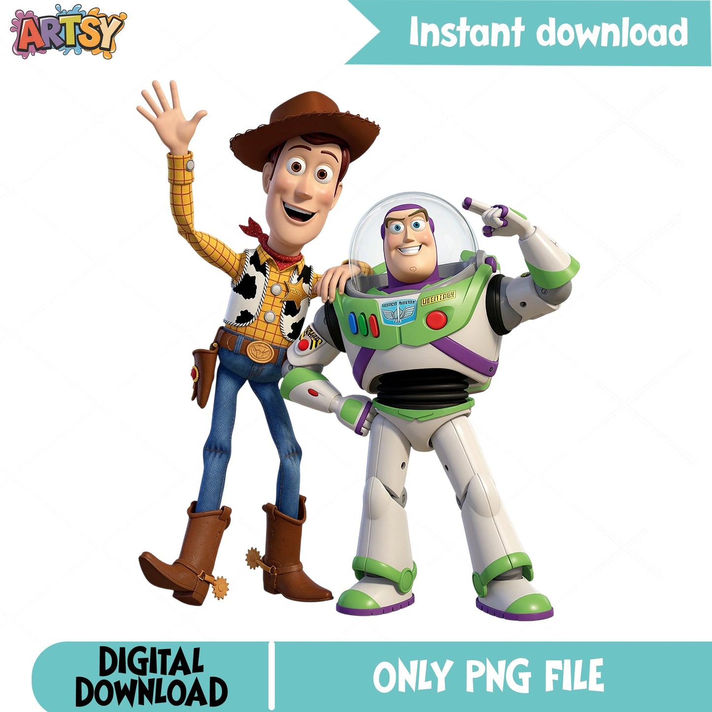 Toy Story Woody And Buzz Lightyear PNG, Disney Pixar PNG, Clipart PNG
