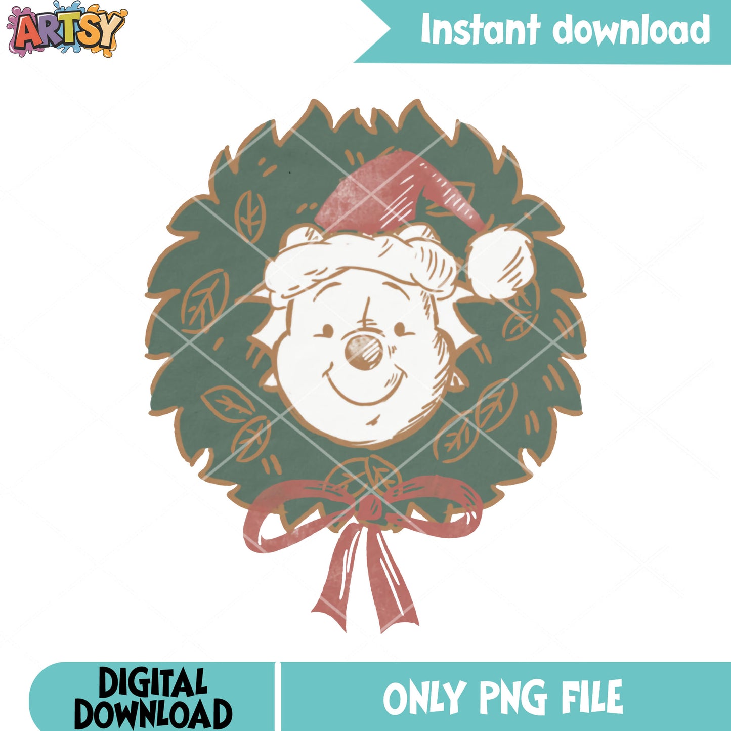 Tree christmas pooh png, pooh christmas png, tree christmas png