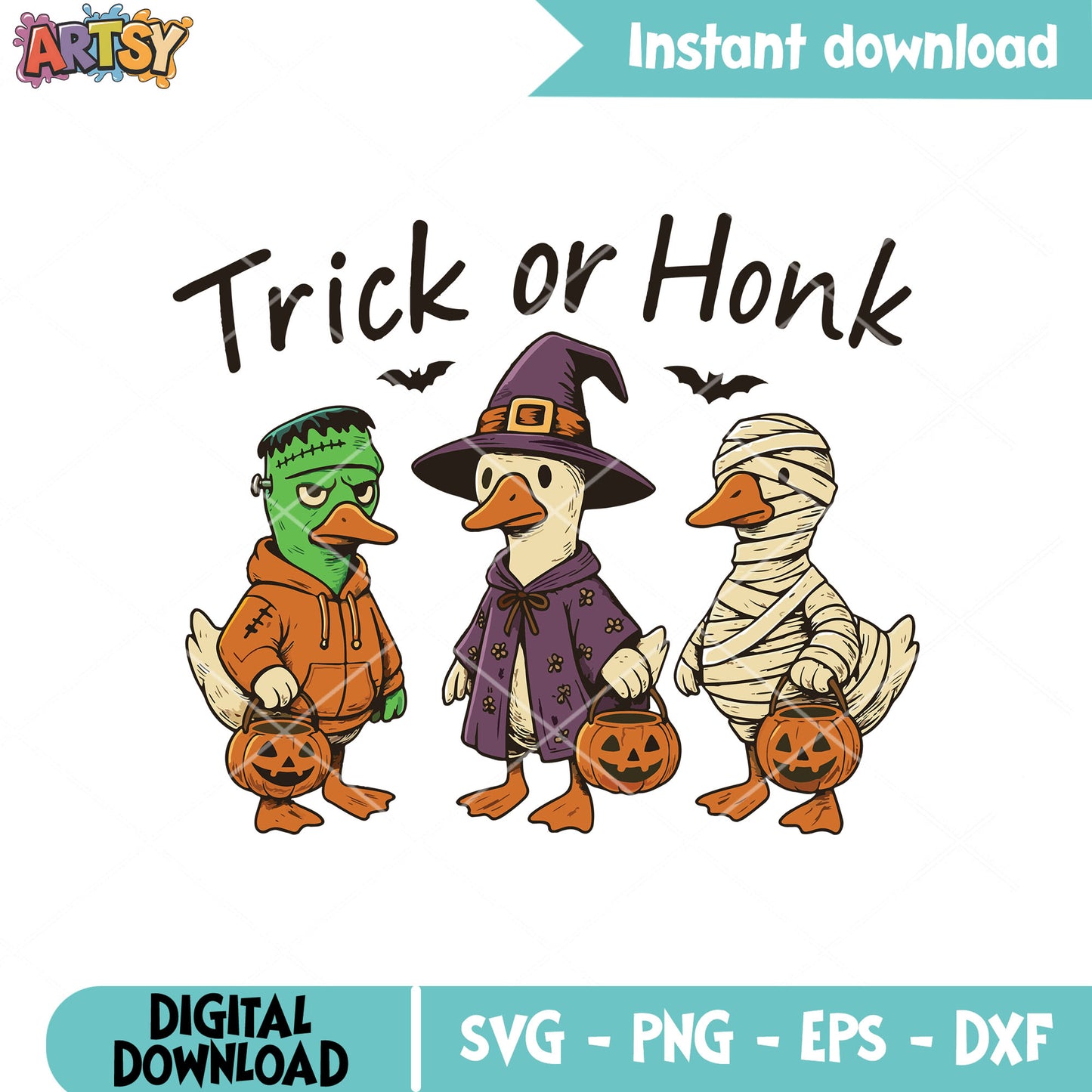 Trick or honk goose svg, trick or treat svg, goose halloween svg