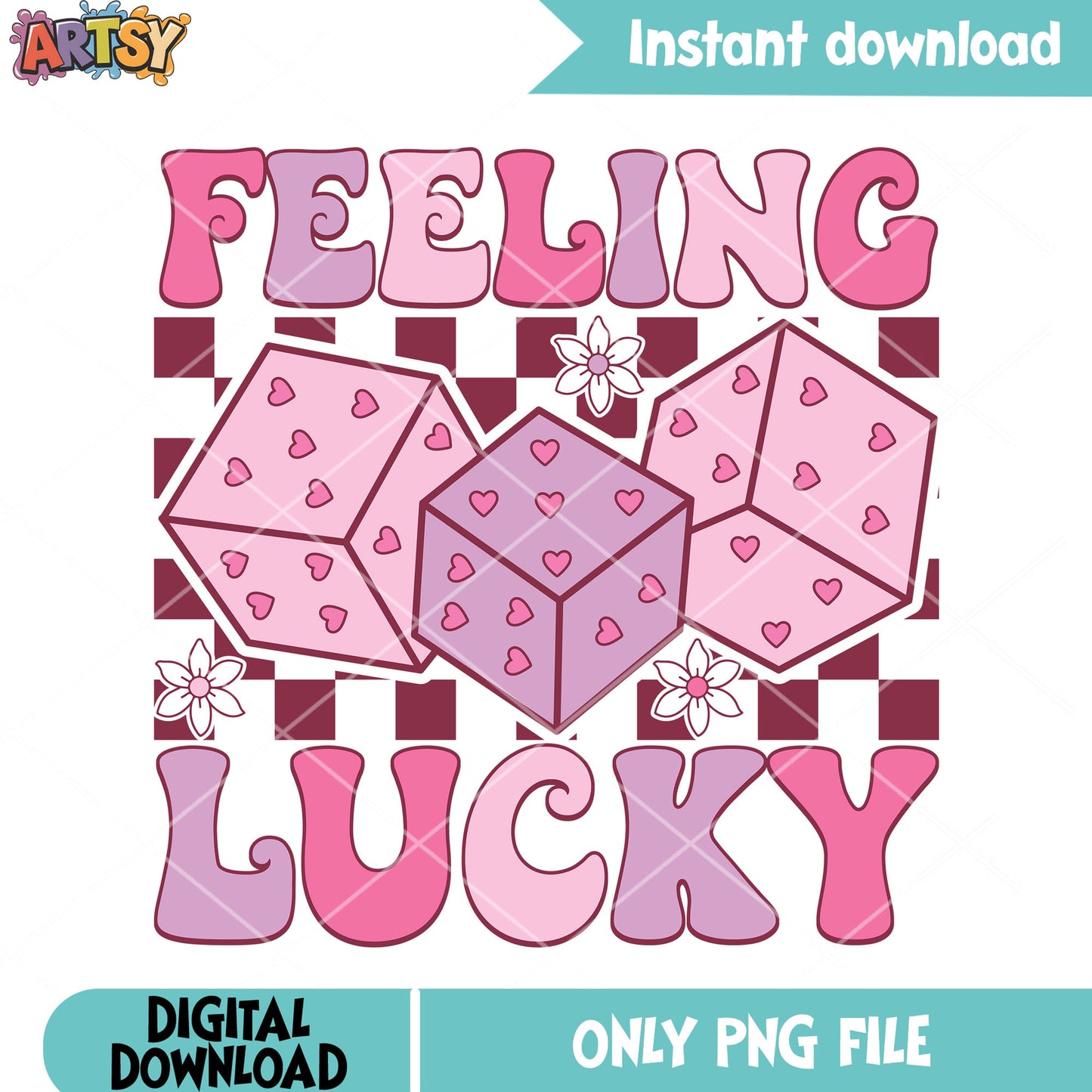 Triple dice valentine lucky png, happy valentine day png, valentine png