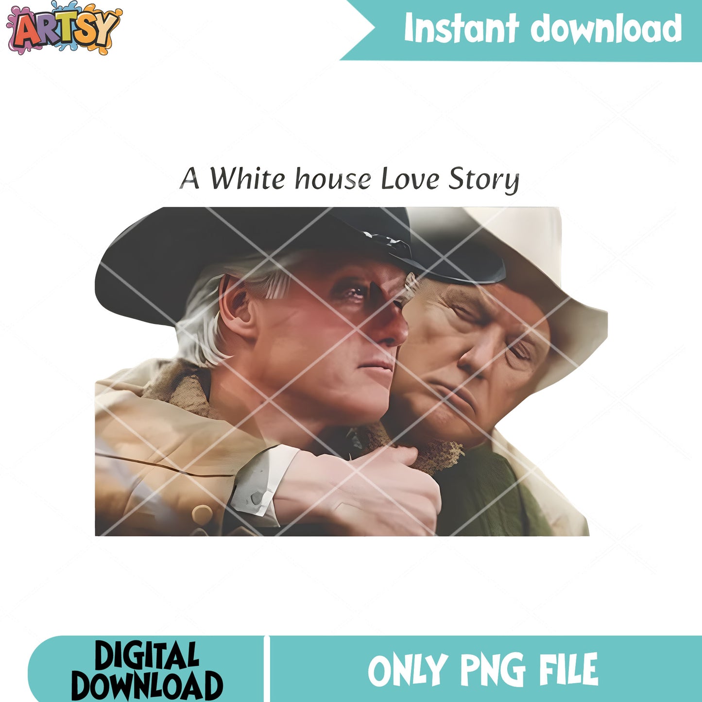 Trump clinton cowboy funny png, white house png, love story png