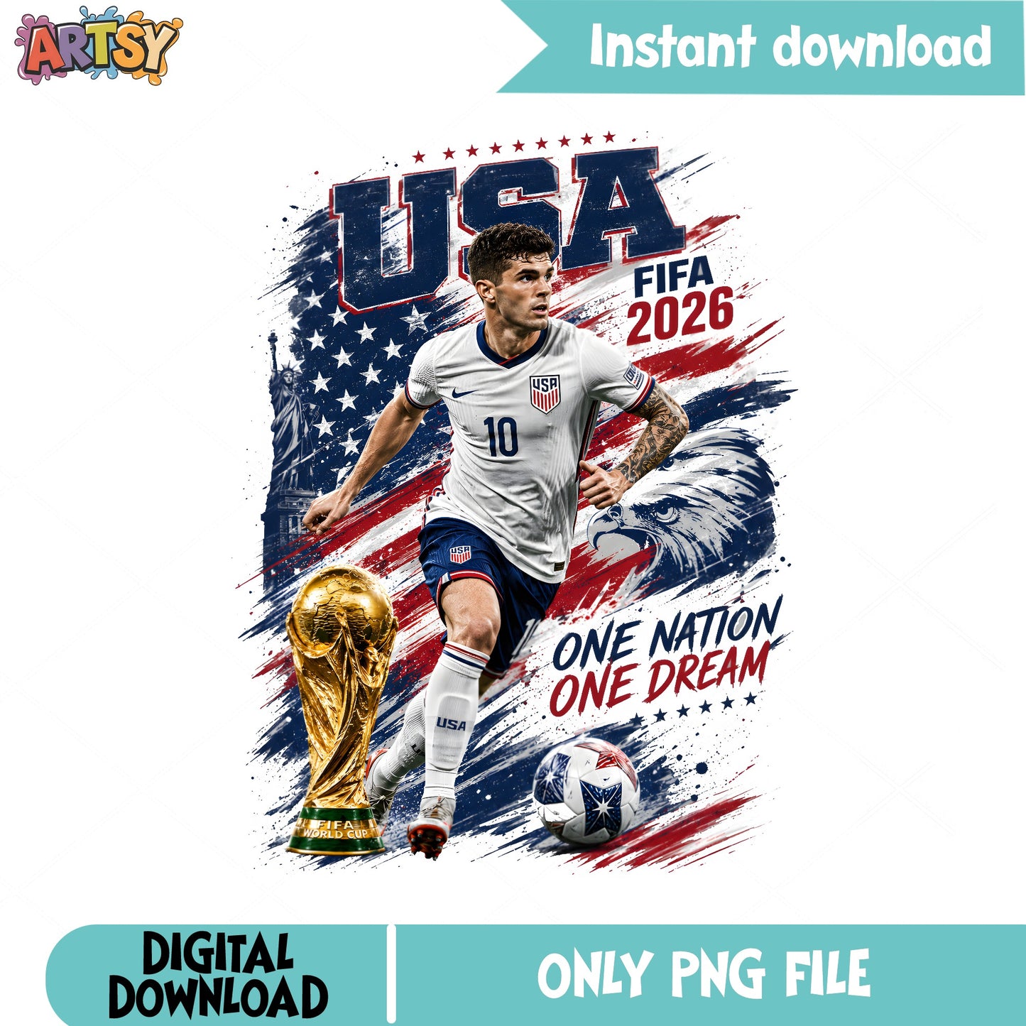 USA FIFA World Cup 2026 PNG, Soccer One Nation One Dream PNG, USMNT PNG