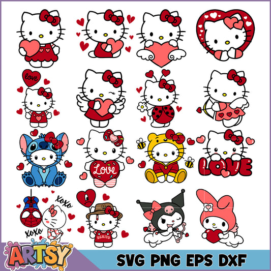 Valentine's Hello Kitty SVG Bundle