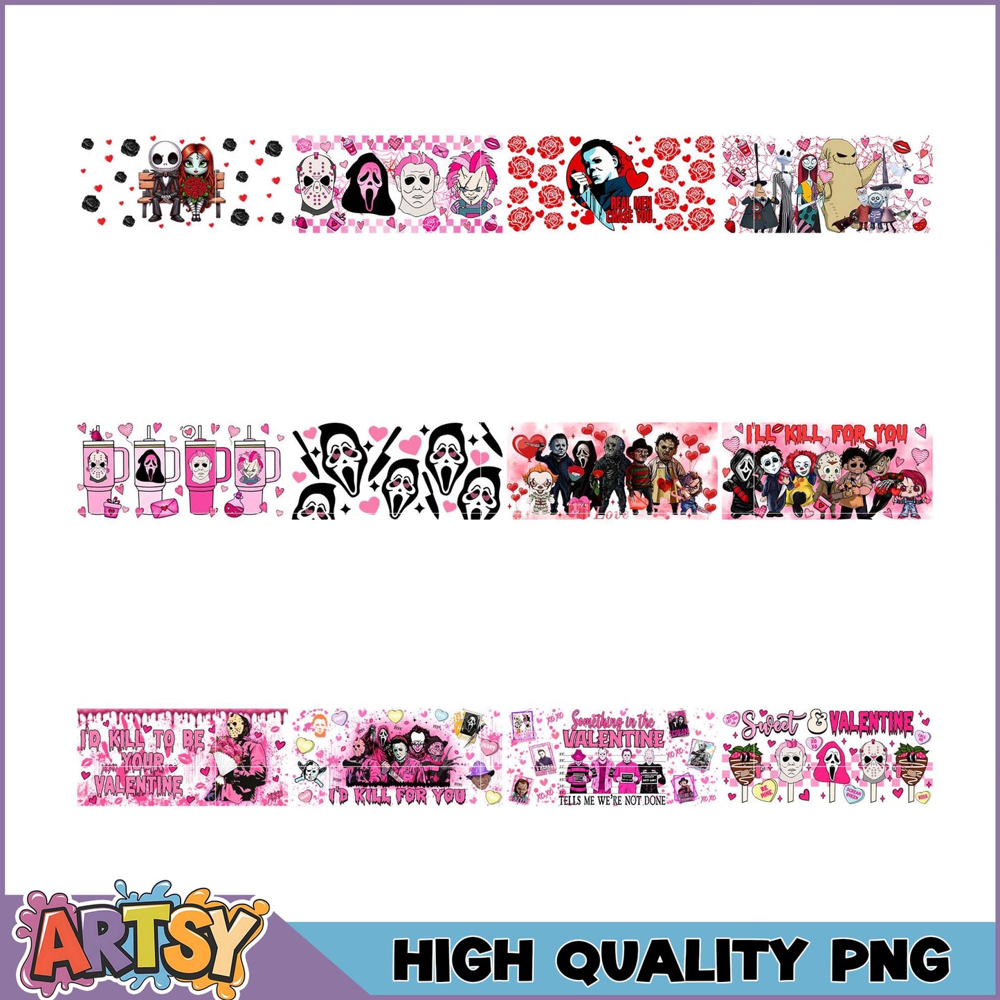 Valentine's Horror Movie PNG Bundle