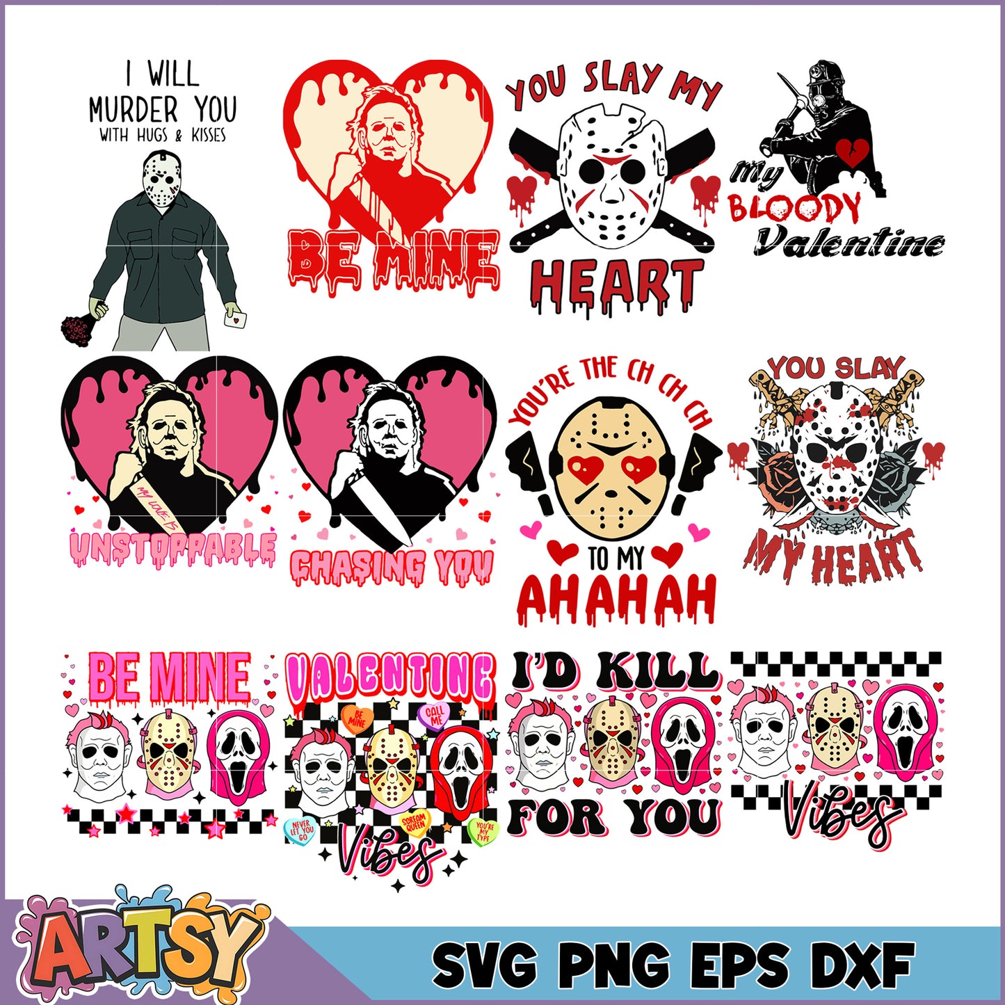 Valentine's SVG Bundle Horror Movie Masks